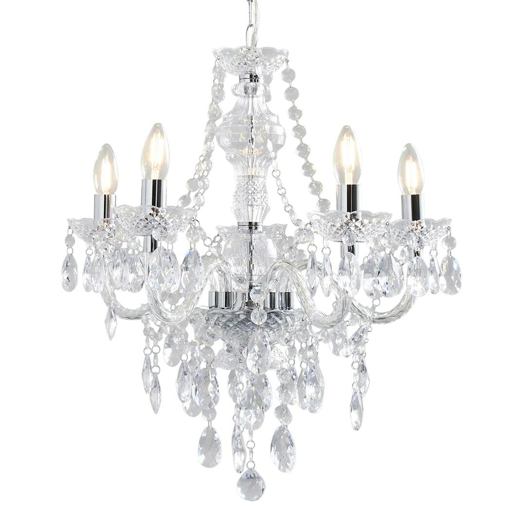 Rackhams Light Vivienne 5 Chrome & Clear Chandelier Ceiling Pendant
