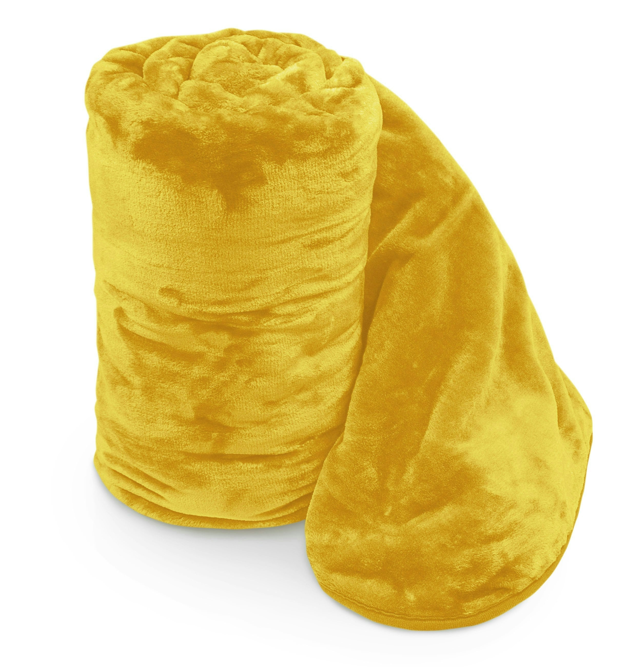 Rackhams Mink Flannel Throw - 150Cm X 200Cm - Ochre