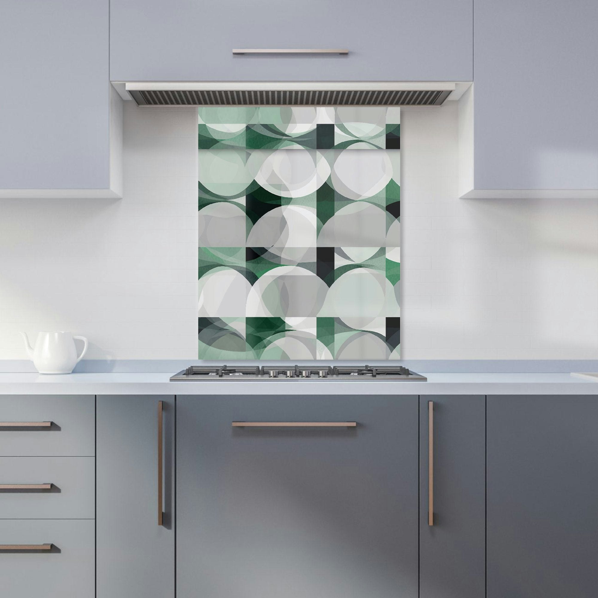 Rackhams Grey/Green - Designer Geometric Kitchen Splashback - W600mm X H750mm