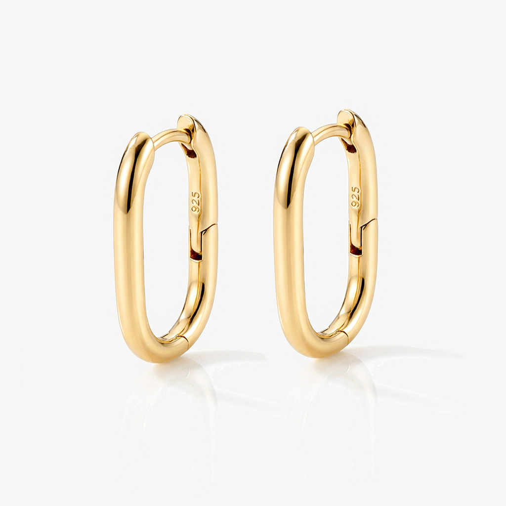 Muchv Gold Small Oval Hoop Earrings