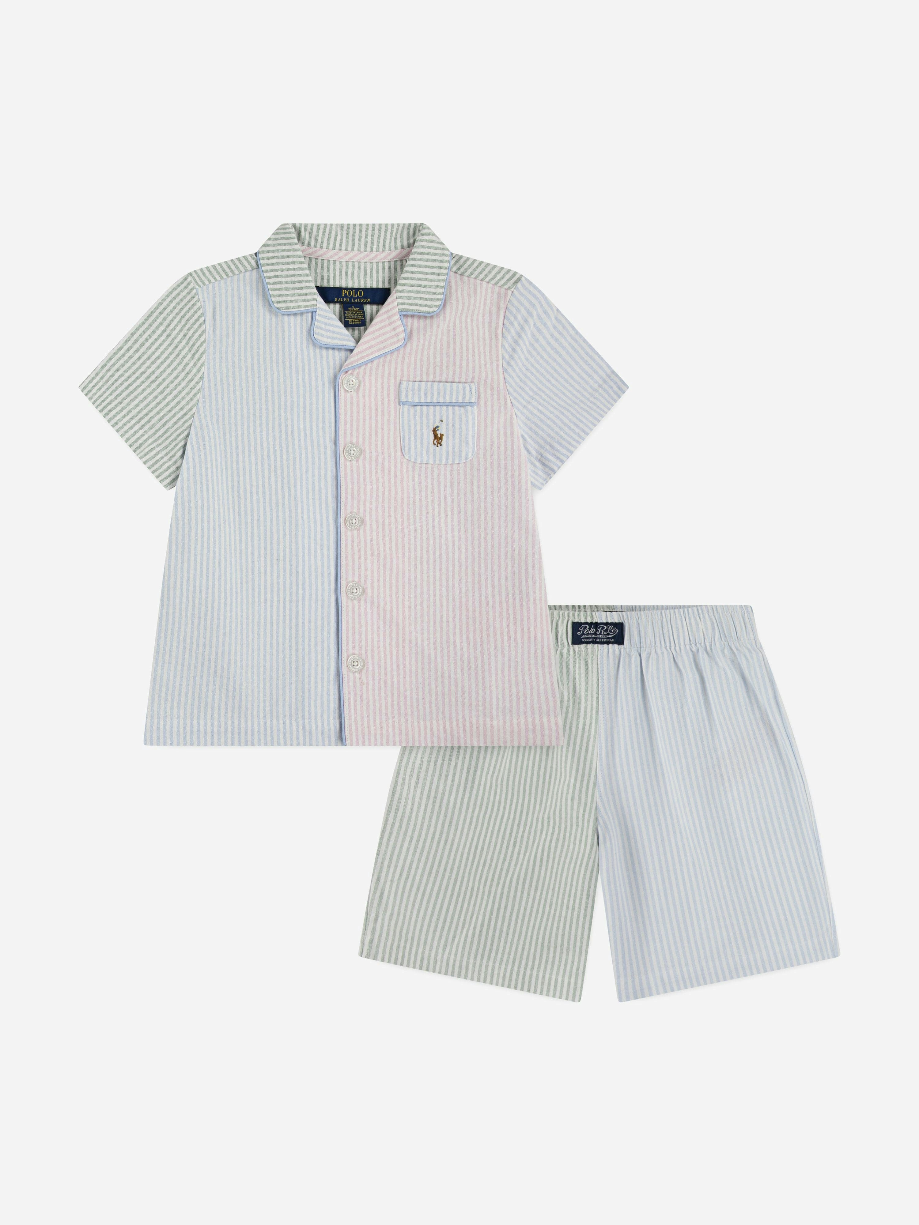 Ralph Lauren Kids Boys Ralph Lauren Striped Oxford Short Pyjamas Set In Multicolour - Multicoloured - 5 Yrs