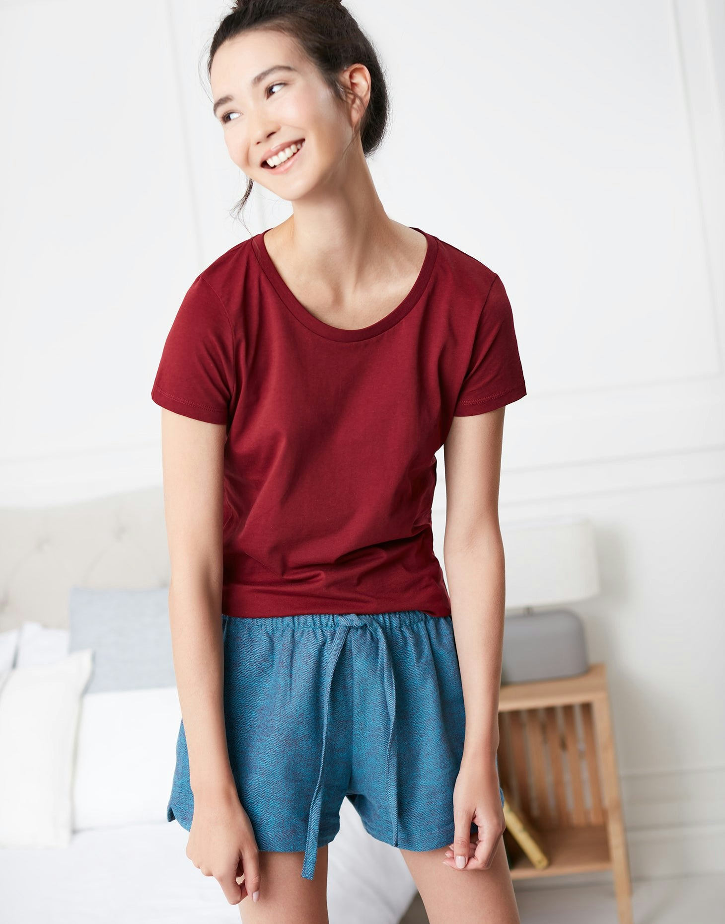 British Boxers Women's Brushed Cotton Sleep Shorts – Stornoway Herringbone - XX-Large