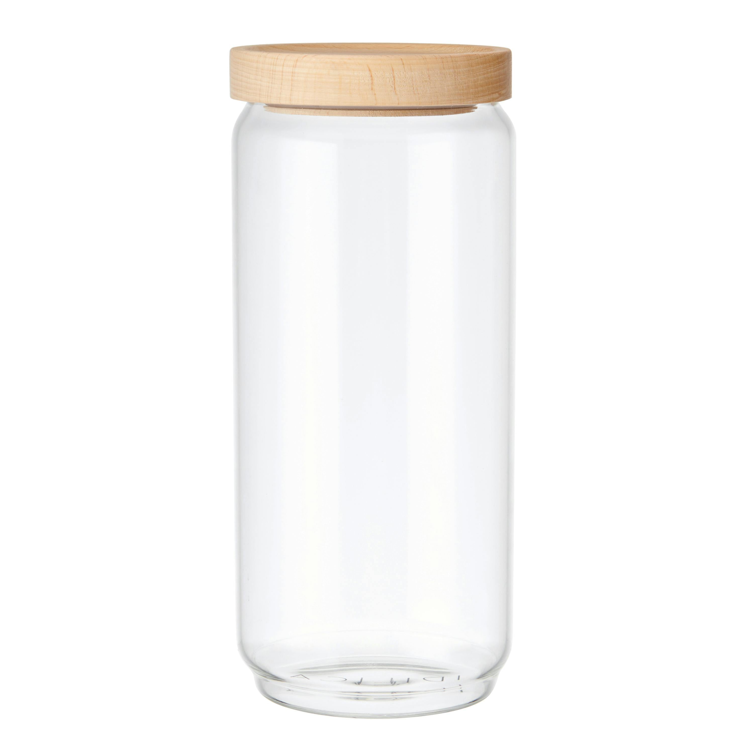B&Q - Idilica Glass Storage Jar With Beechwood Lid1000Ml - Image 3