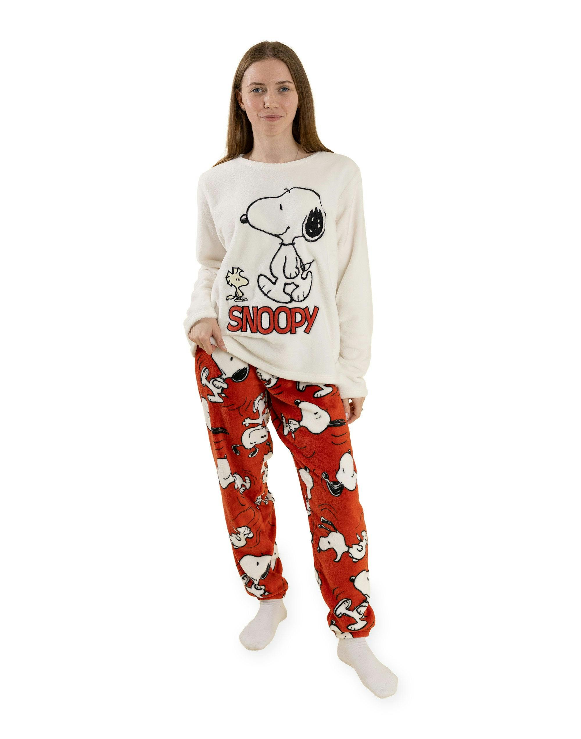 Vanilla Underground Women's Red Peanuts Snoopy Long Sleeve Long Leg Pyjama Set - Large