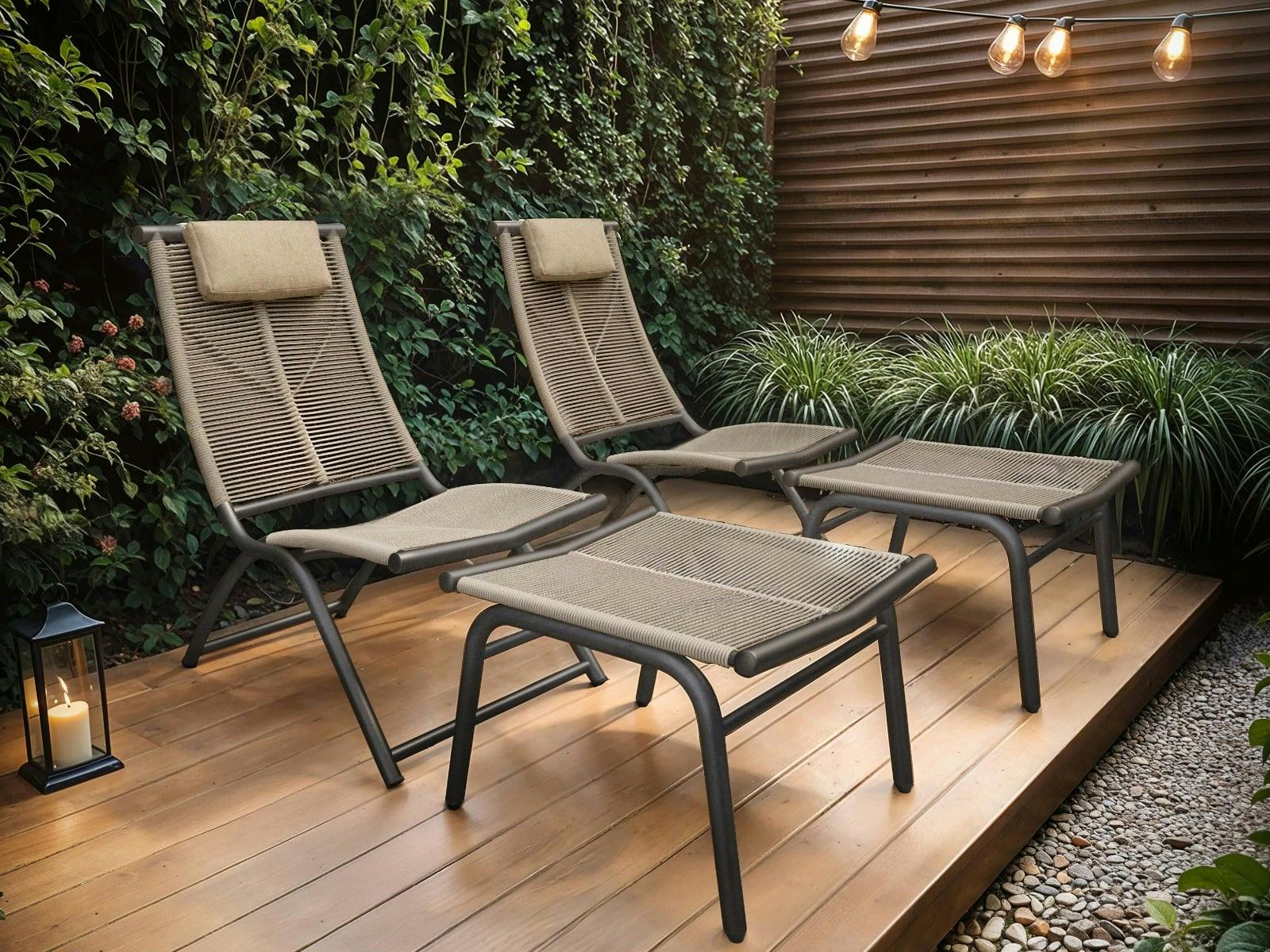SOLACE+CO Garden Lounge Chairs - Brown - Set of 2 - Image 2