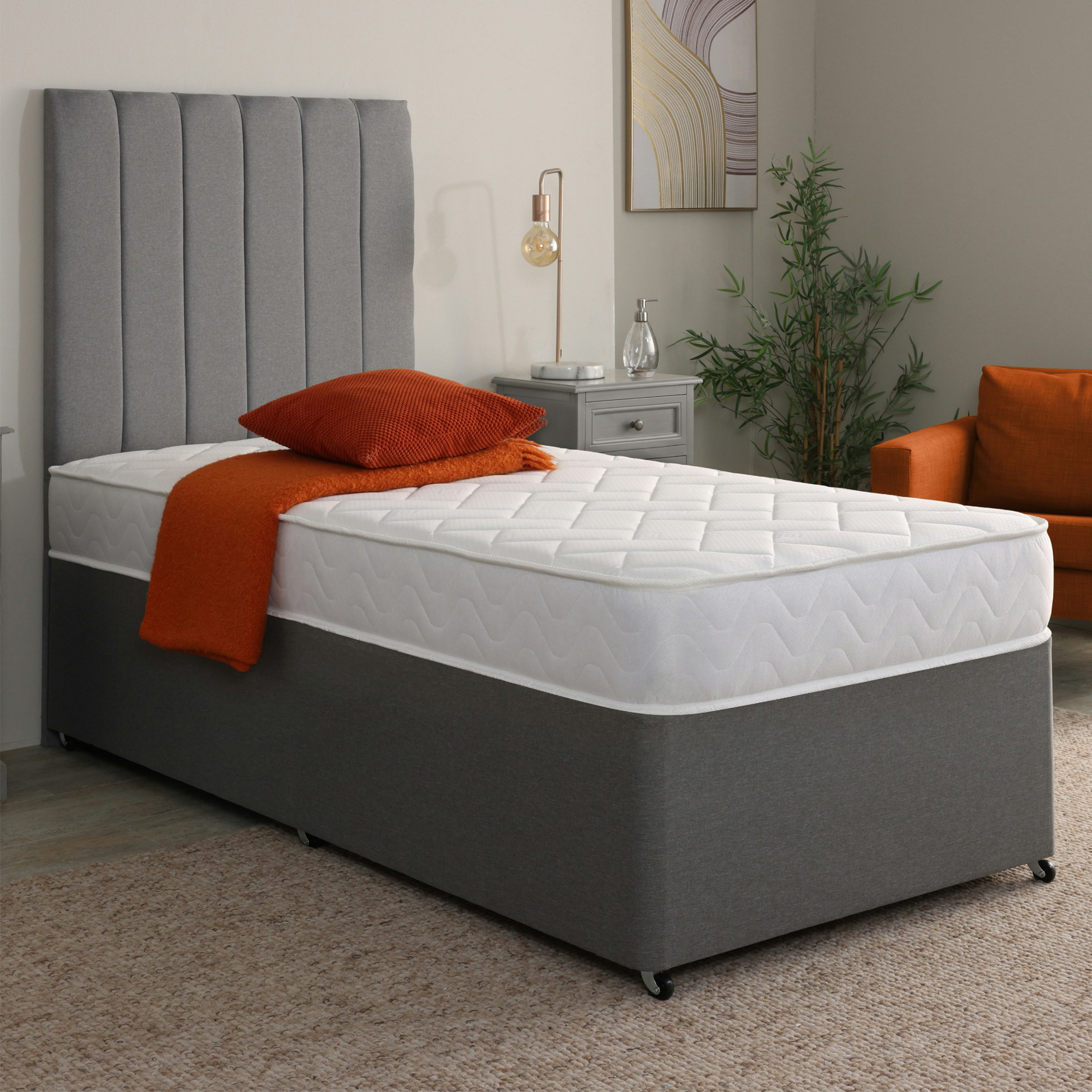 Rackhams White Quilted Brick Hybrid Mattress - 18Cm Deep, Soft Firmness - 1 - 3Ft Single Mattress (90Cm X 190Cm)