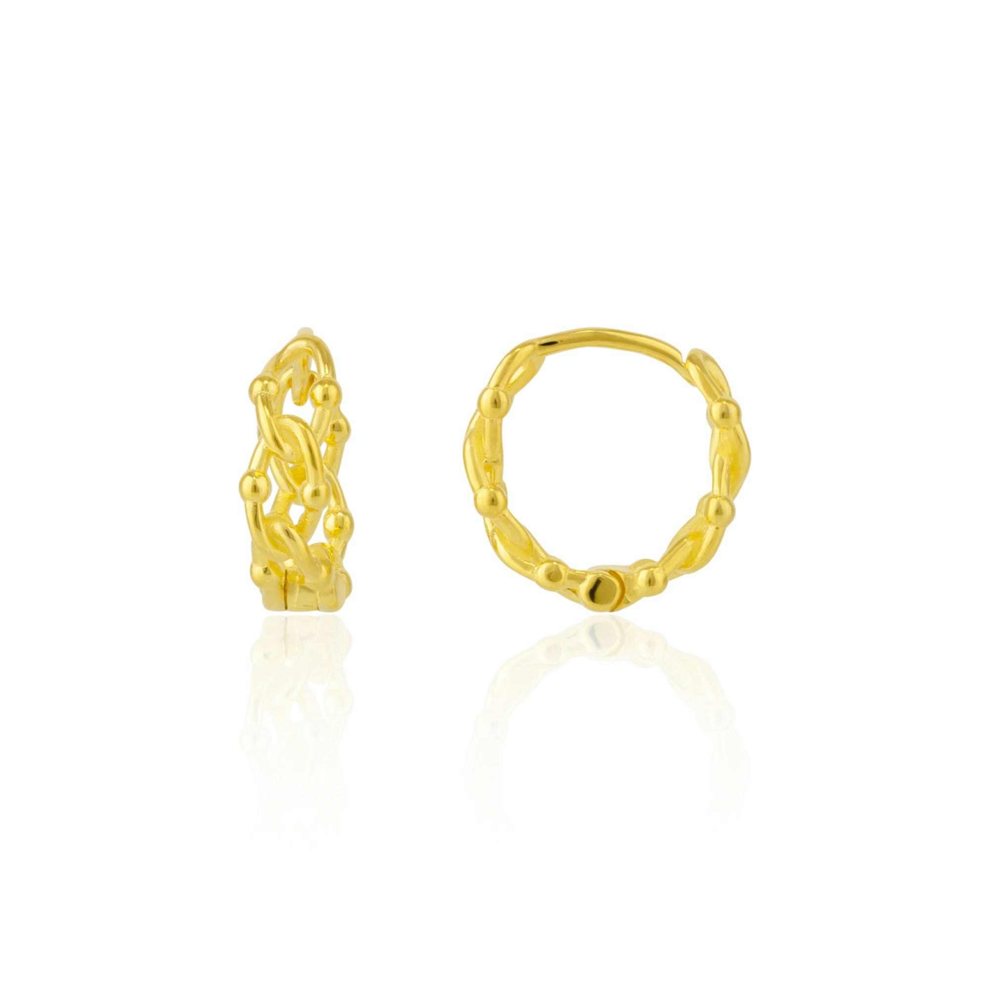 Spero London Silver/Gold Sterling Twisted Bead Earrings