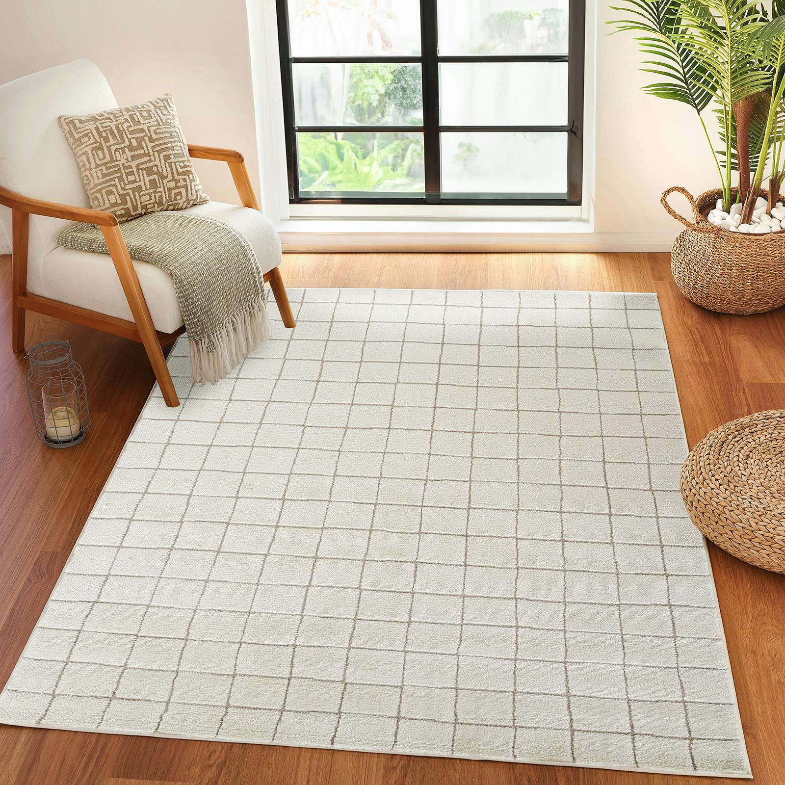 Livabliss Ivory/Brown Our Pnw Home Cascade-Modern Graphic High Pile Rug - 200 X 275 Cm