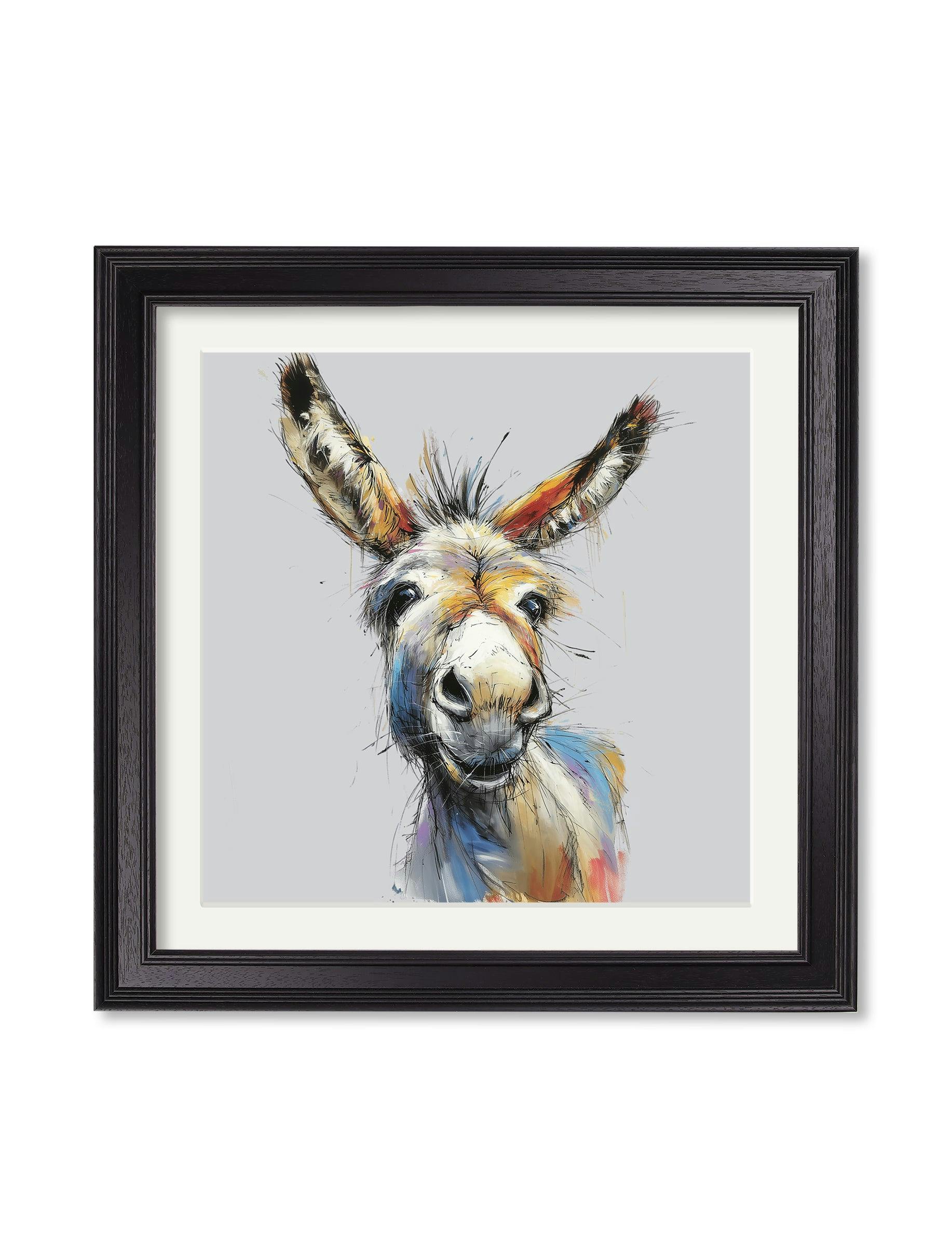 Rackhams Black Donkey Jack & Jennet Cosy Sketch - Hurstwood Square Frame - Donkey Jack - 96 X 96Cm - Hurstwood Square