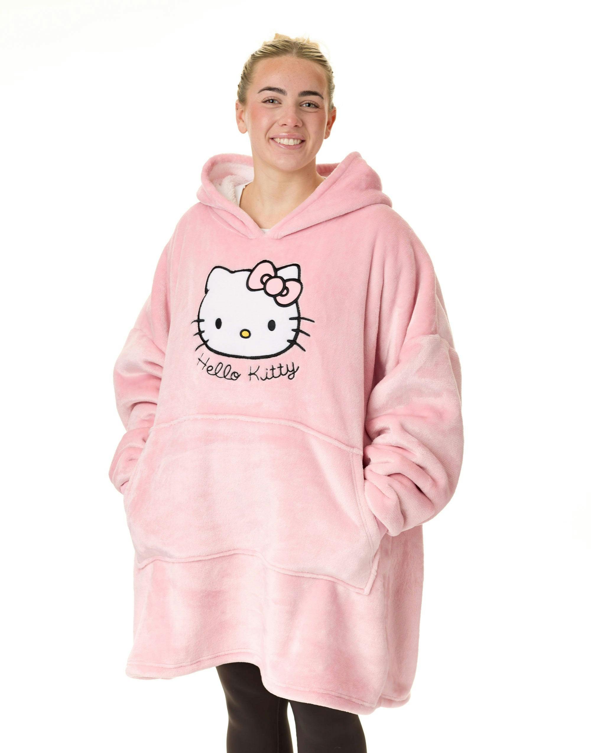 Vanilla Underground Women's Pink Hello Kitty Character Face Blanket Hoodie (One Size)