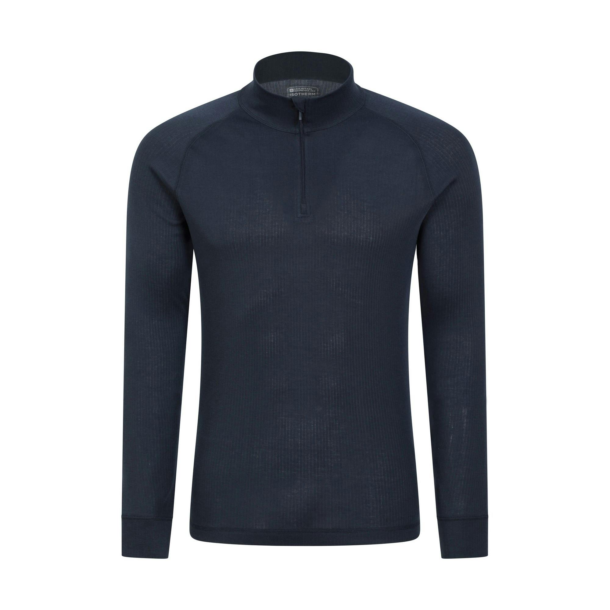 Mountain Warehouse Men's Talus Zip Neck Long-Sleeved Thermal Top - Navy - 4XL - Navy - 100% Polyester
