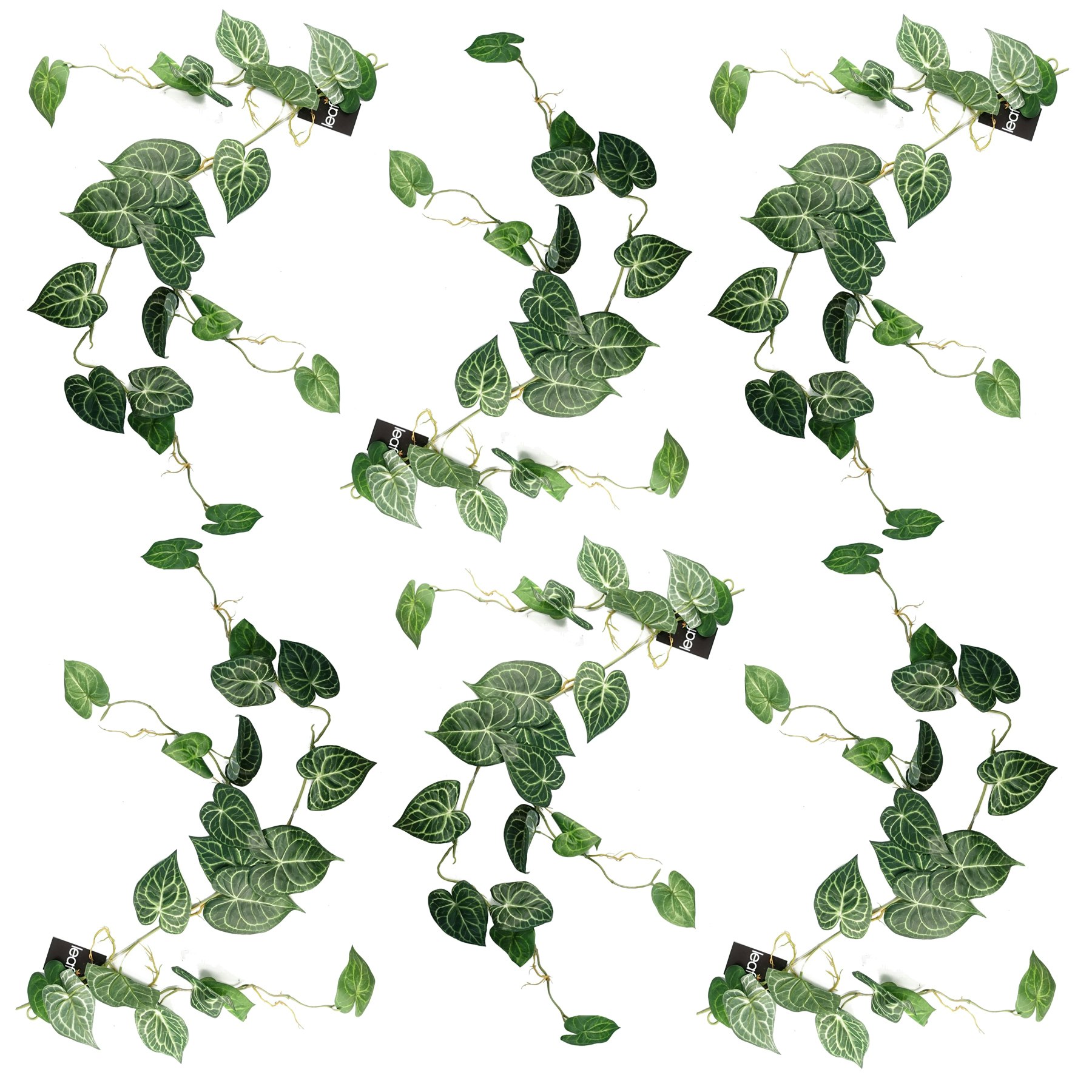 Leaf Green 6 X 100Cm Artificial Hanging Trailing Rounded Ivy Plant - 100Cm - 100Cm