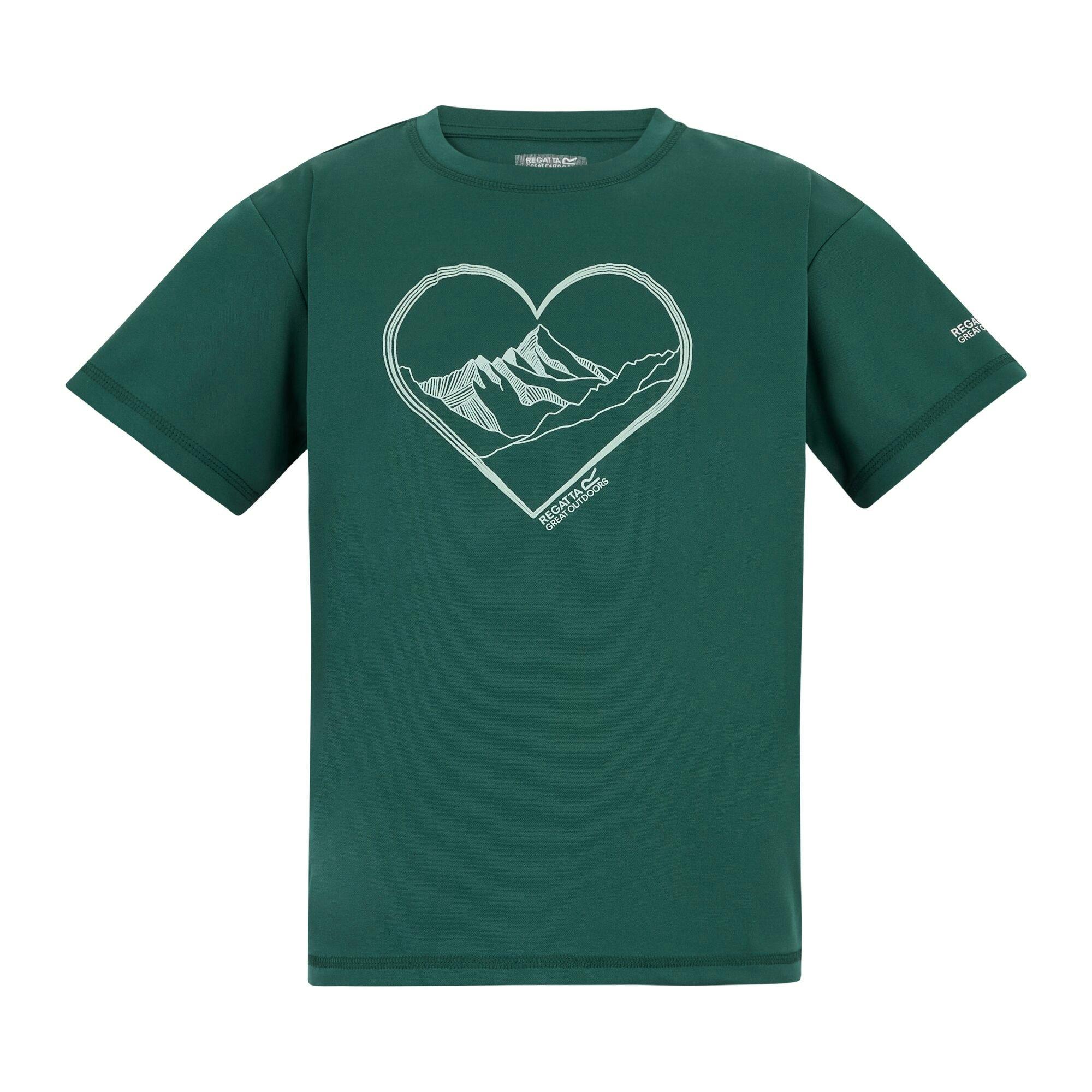 Regatta Green Kids Aria Heart T-Shirt - Mediterranean - 13 Years - Mediterranean - 50% Polyester/50% Recycled Polyester