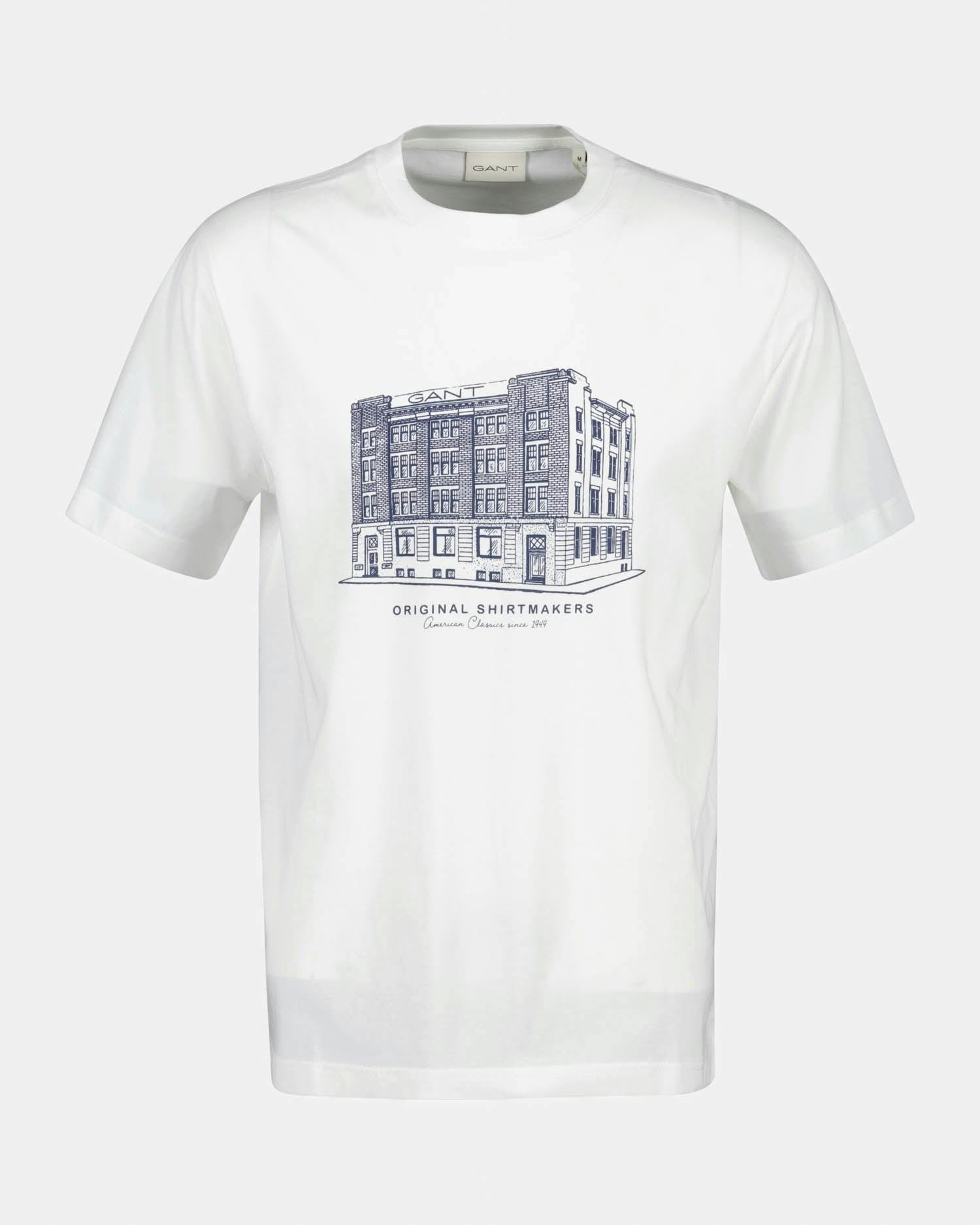 Gant Men's Factory Graphic Short Sleeve T-Shirt - 113 Eggshell - 113 Eggshell - L