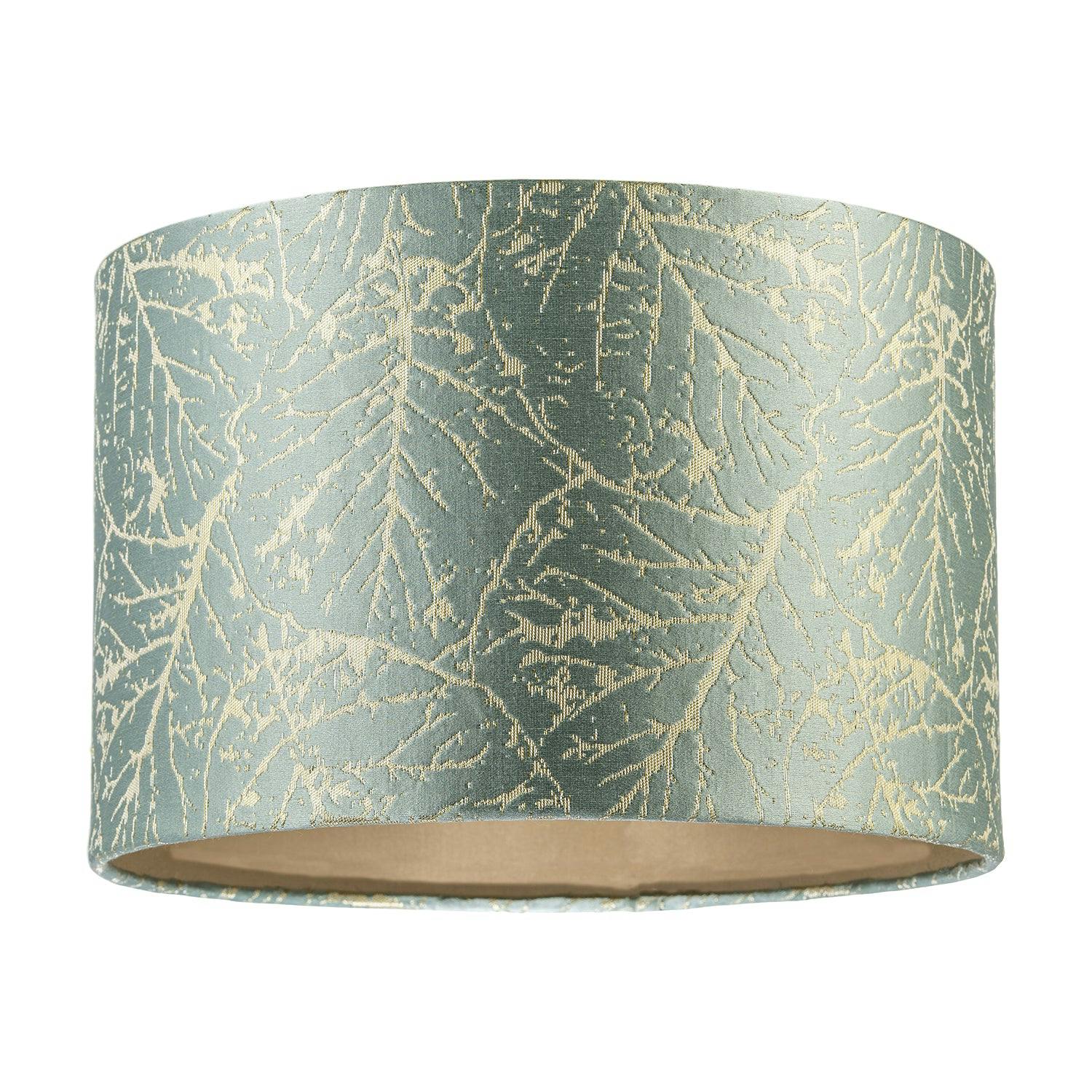 Rackhams Silver Abstract Botanical Motif Jacquard Fabric Lamp Shade In Duck Egg