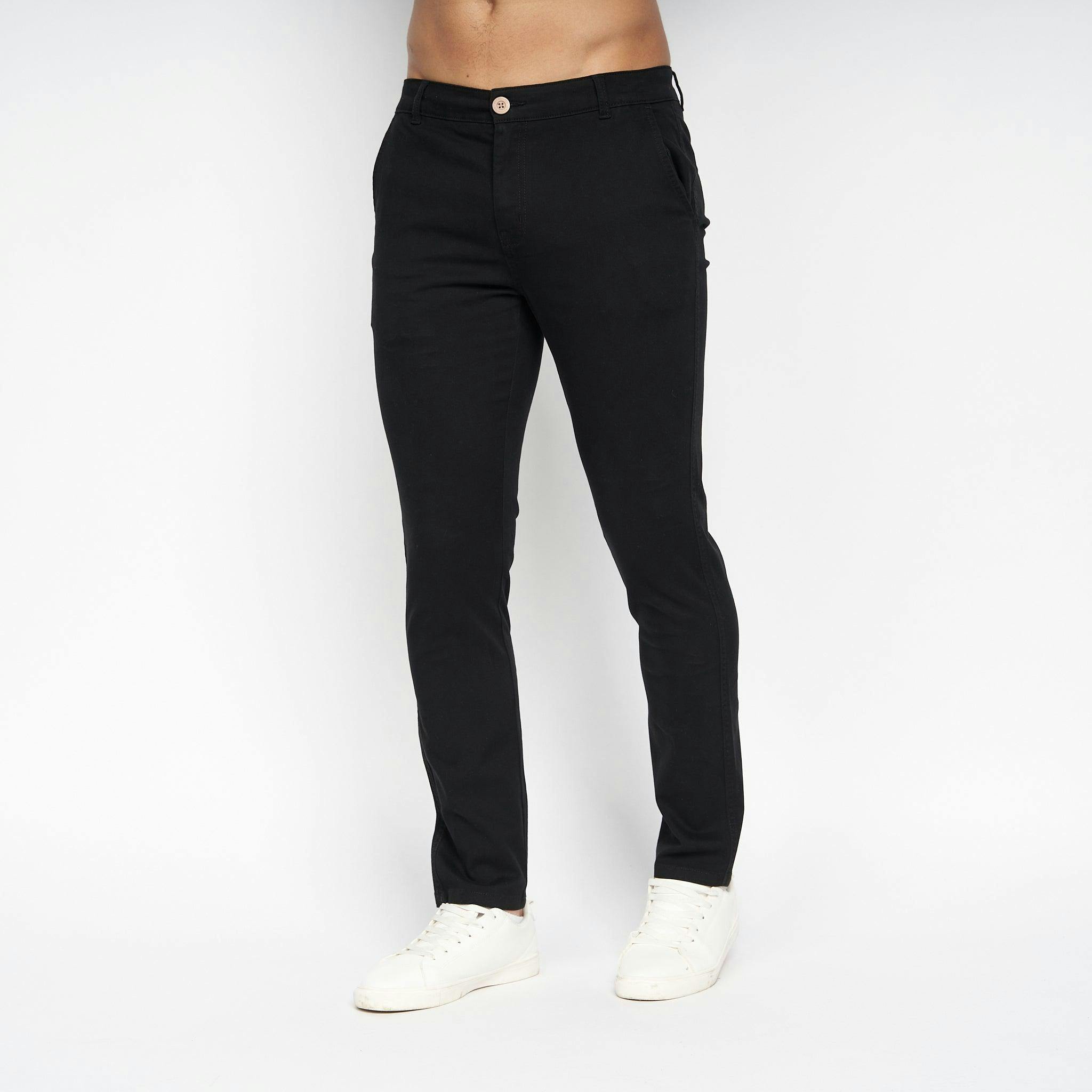 Crosshatch Men's Black Roysden Chinos - 32L - 98% Cotton/2% Elastane