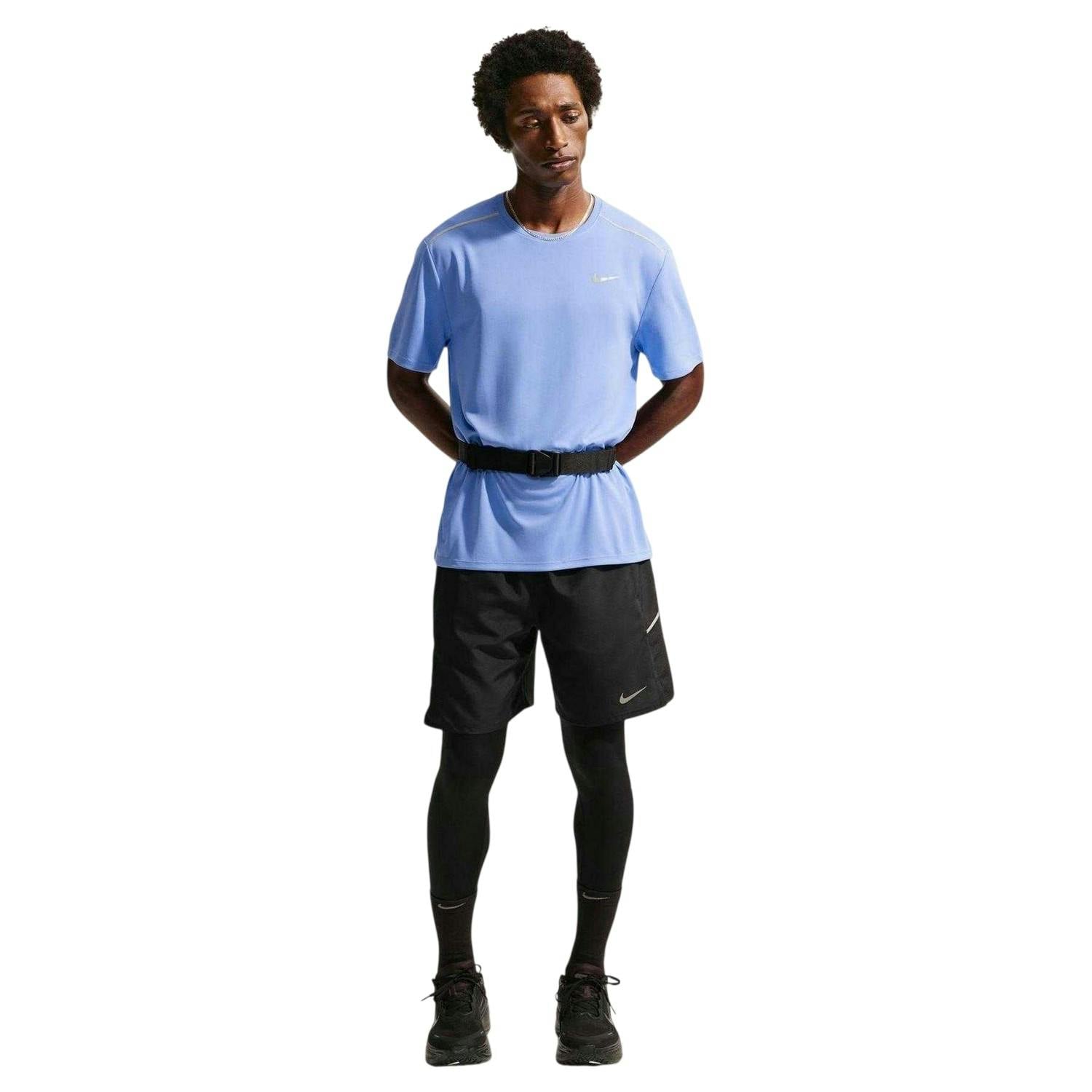 Nike Men's Blue Miler Swoosh Reflective Detail T-Shirt - Royal - Xl - Royal - 100% Polyester