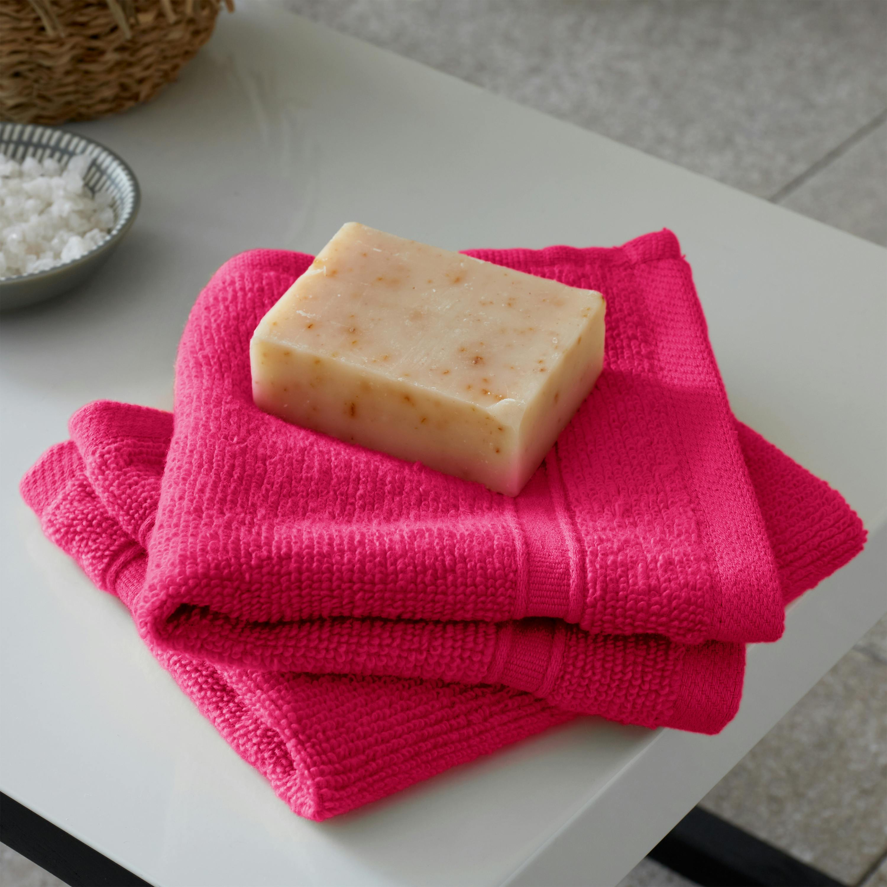 Rackhams Pink Zero Twist Cotton Face Cloth Pair Hot - Hot - Face Cloth Pair