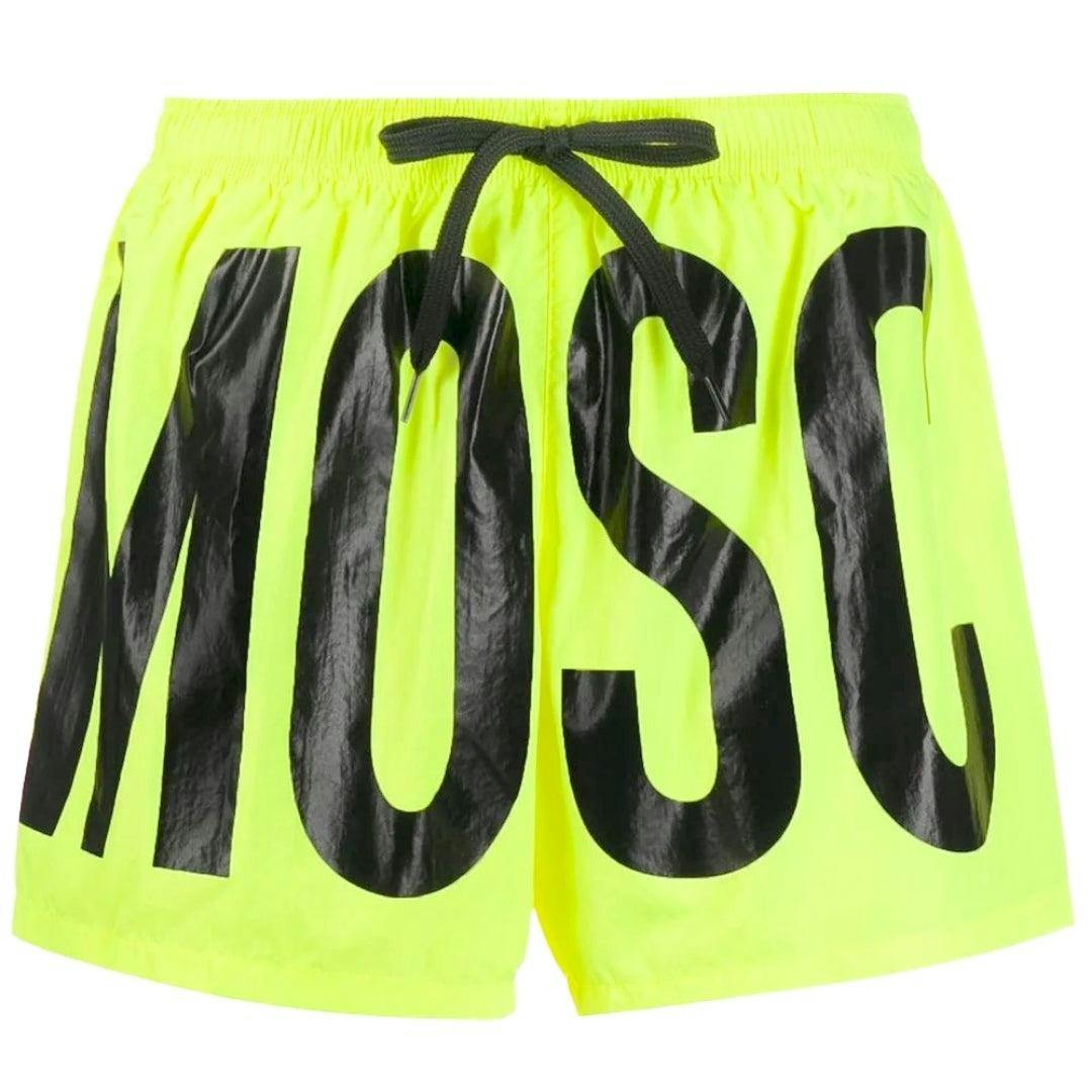 Moschino Men's Yellow Logo Polyester Swim Shorts - Acid - M - Acid - 100% Polyester
