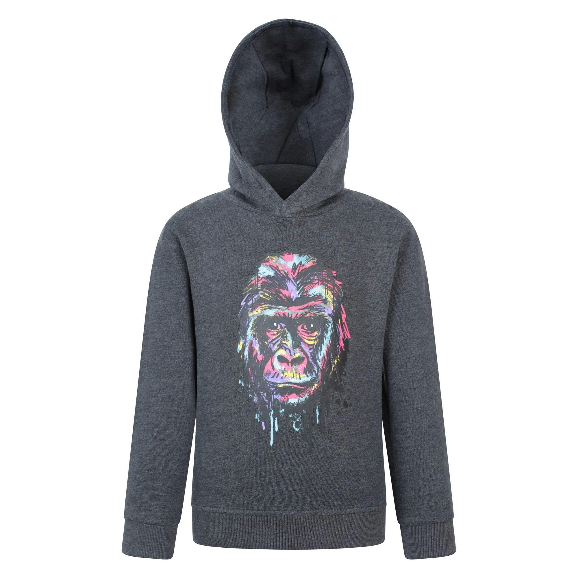 Mountain Warehouse Grey Childrens/Kids Graffiti Gorilla Hoodie - 13 Years - 60% Organic Cotton/40% Polyester