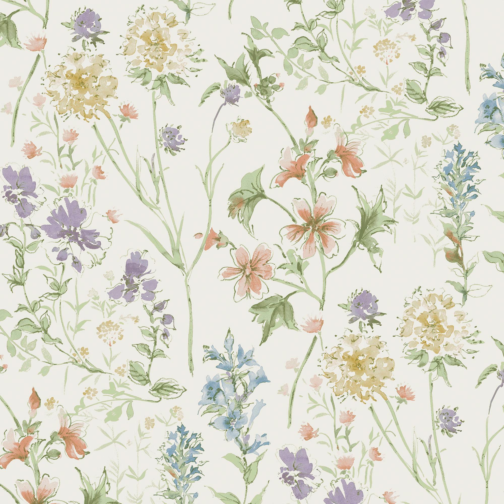 Laura Ashley Pink Wild Meadow Wallpaper - Chalk - 10M