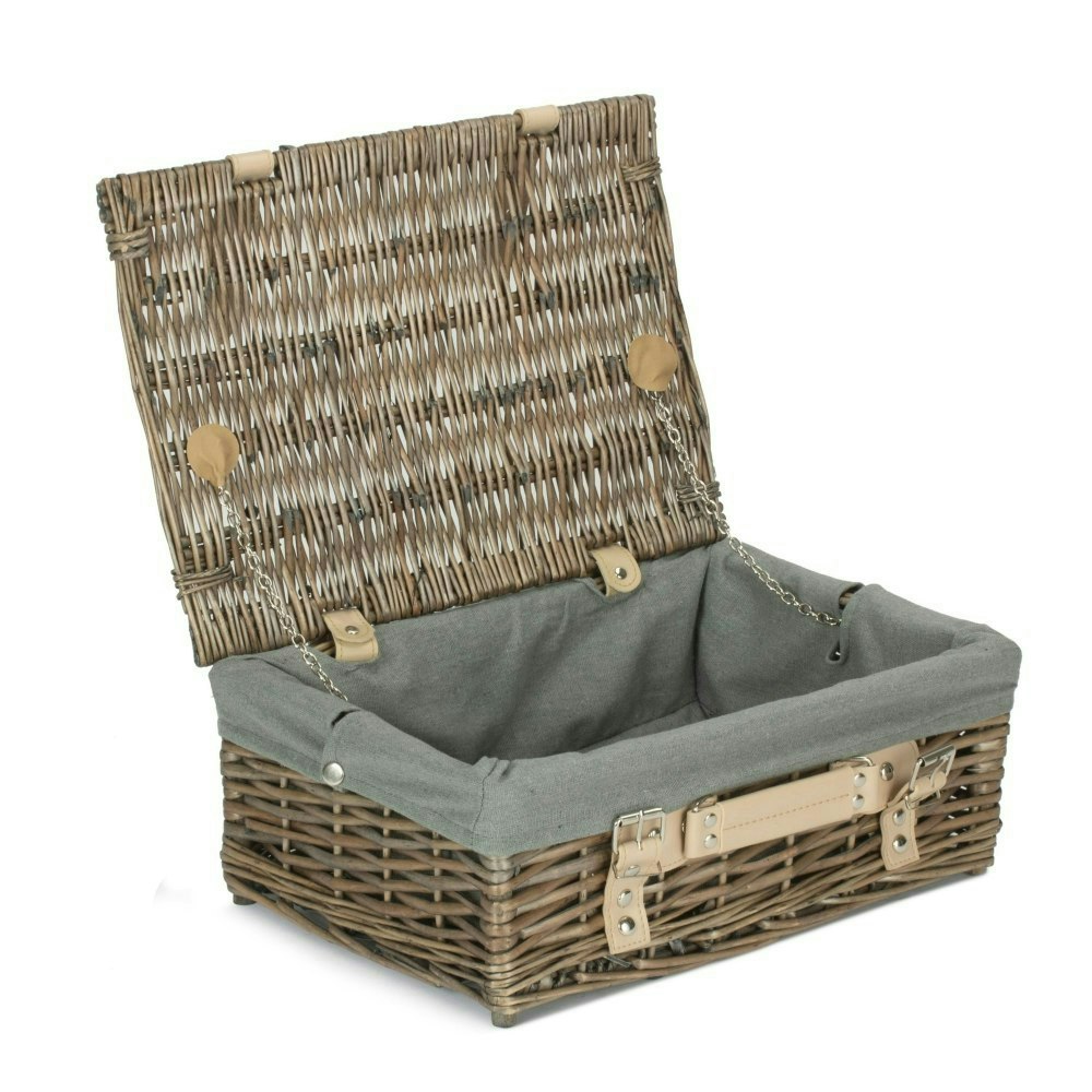 Rackhams Grey 35Cm Antique Wash Split Willow Wicker Basket