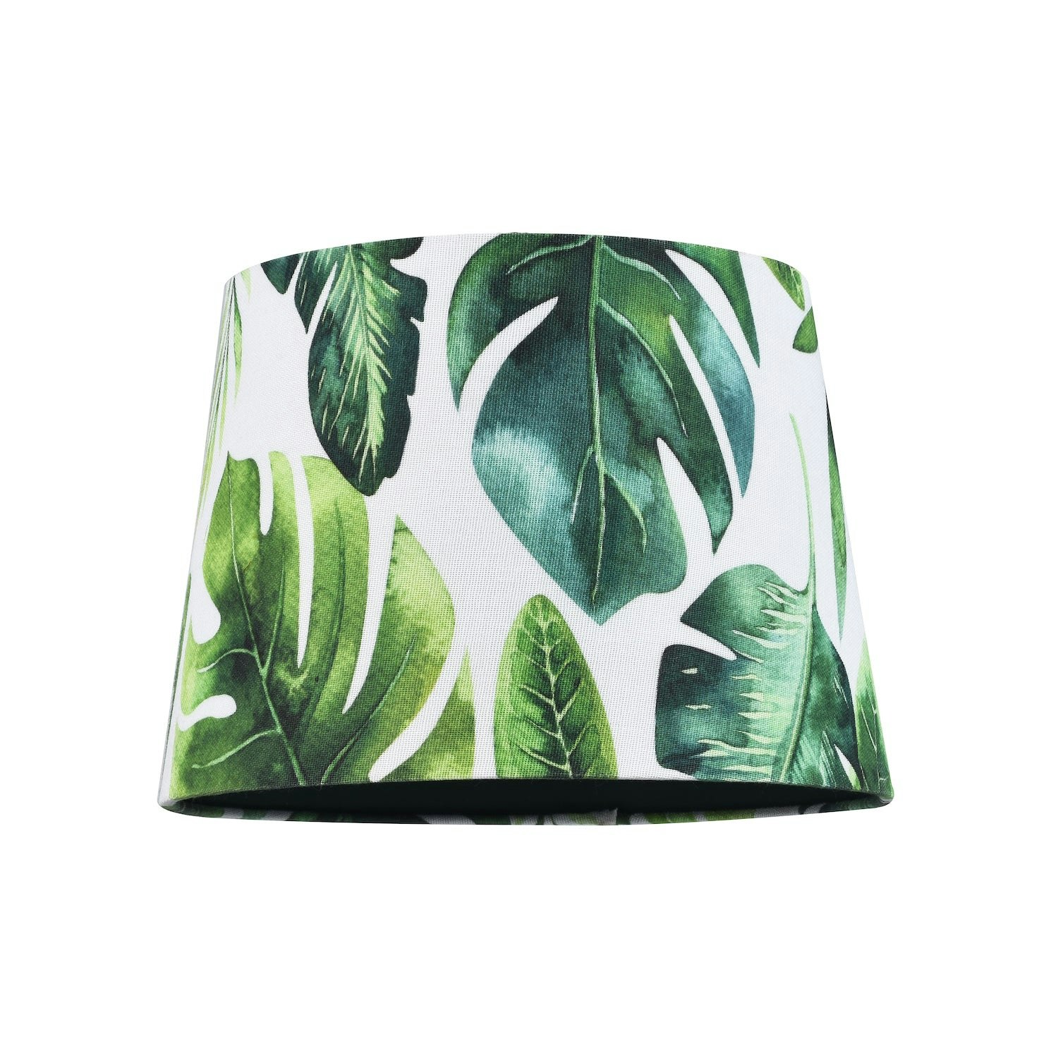 Happy Homewares Green/White Palm Leaf Themed 25Cm Drum Lampshade In And Linen Fabric With Lining