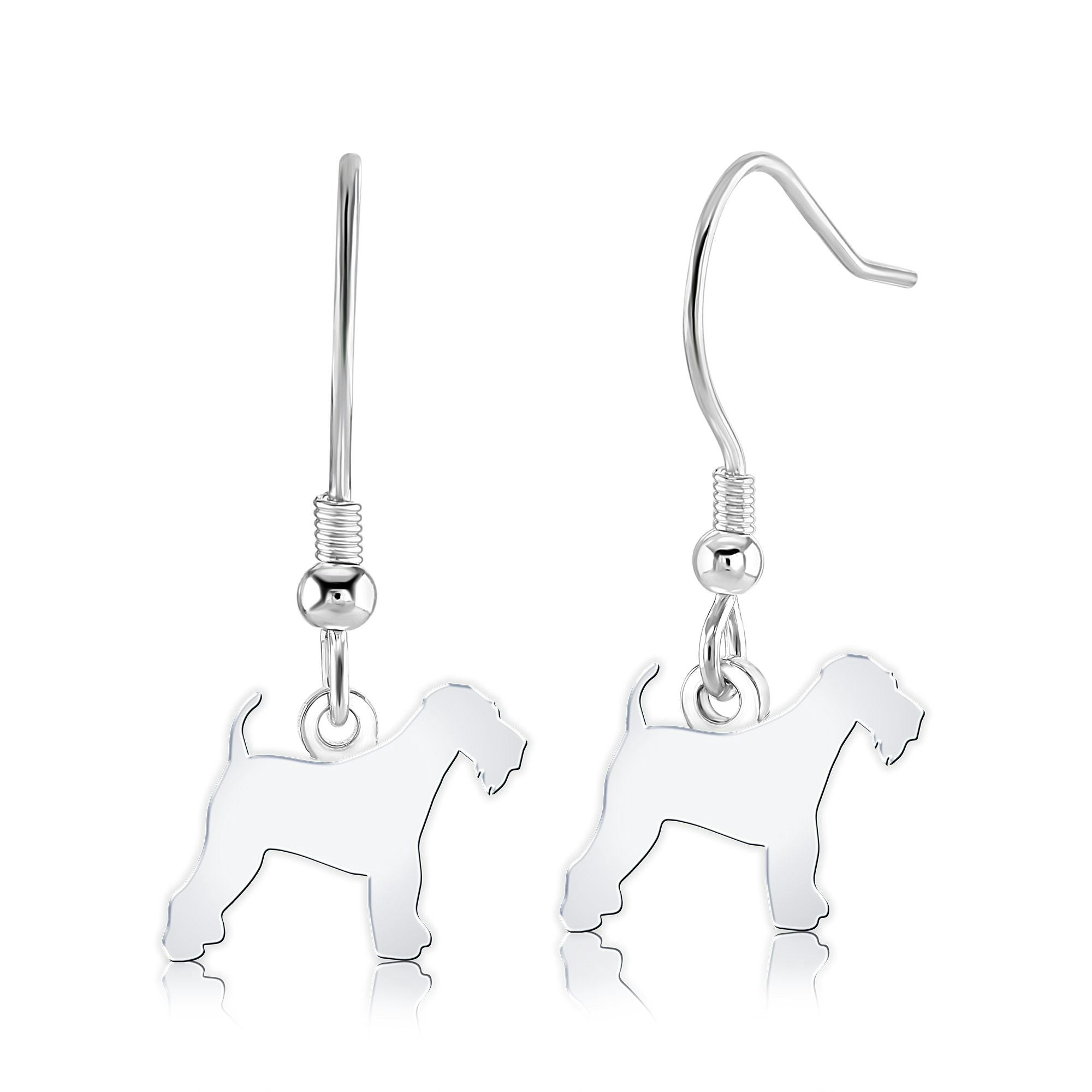 Mylee London Silver Airedale Terrier Silhouette Earrings - Yes - Hook