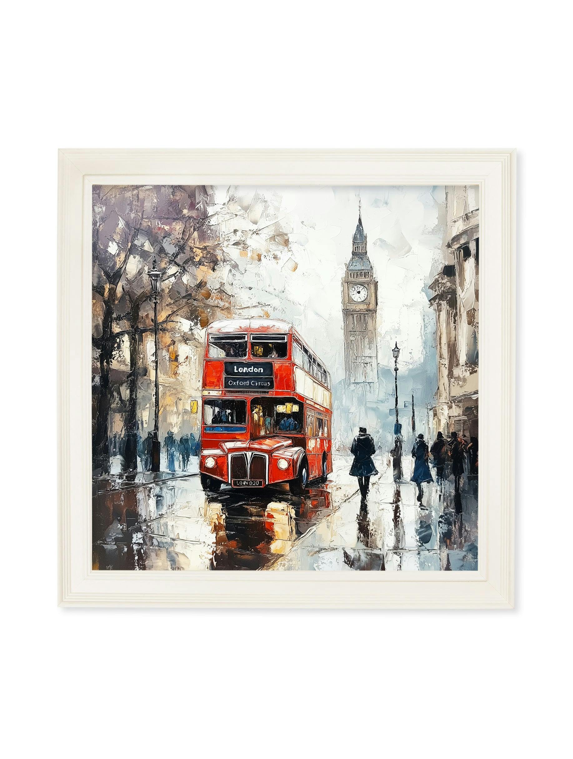Exceptional Art Cream London Bus - Hurstwood Square Frame - 96 X 96Cm