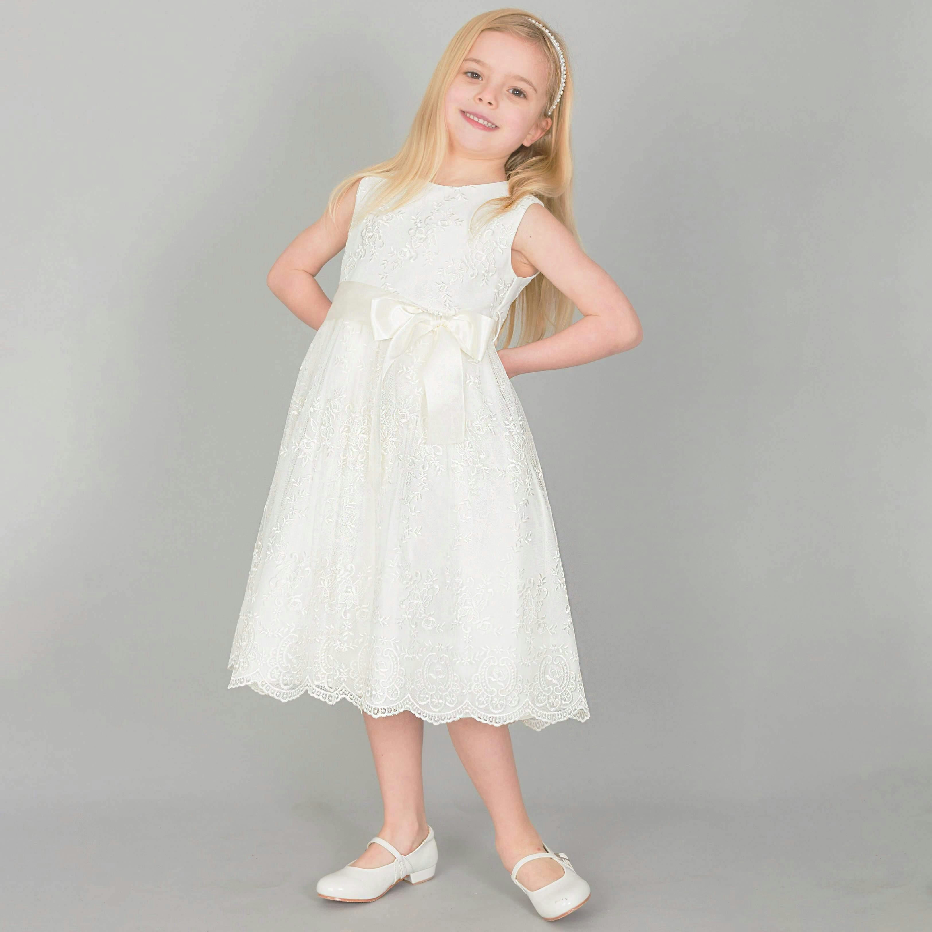 Visara Vivaki Girls Ivory Visara Fleur Dress - 18/24 Months