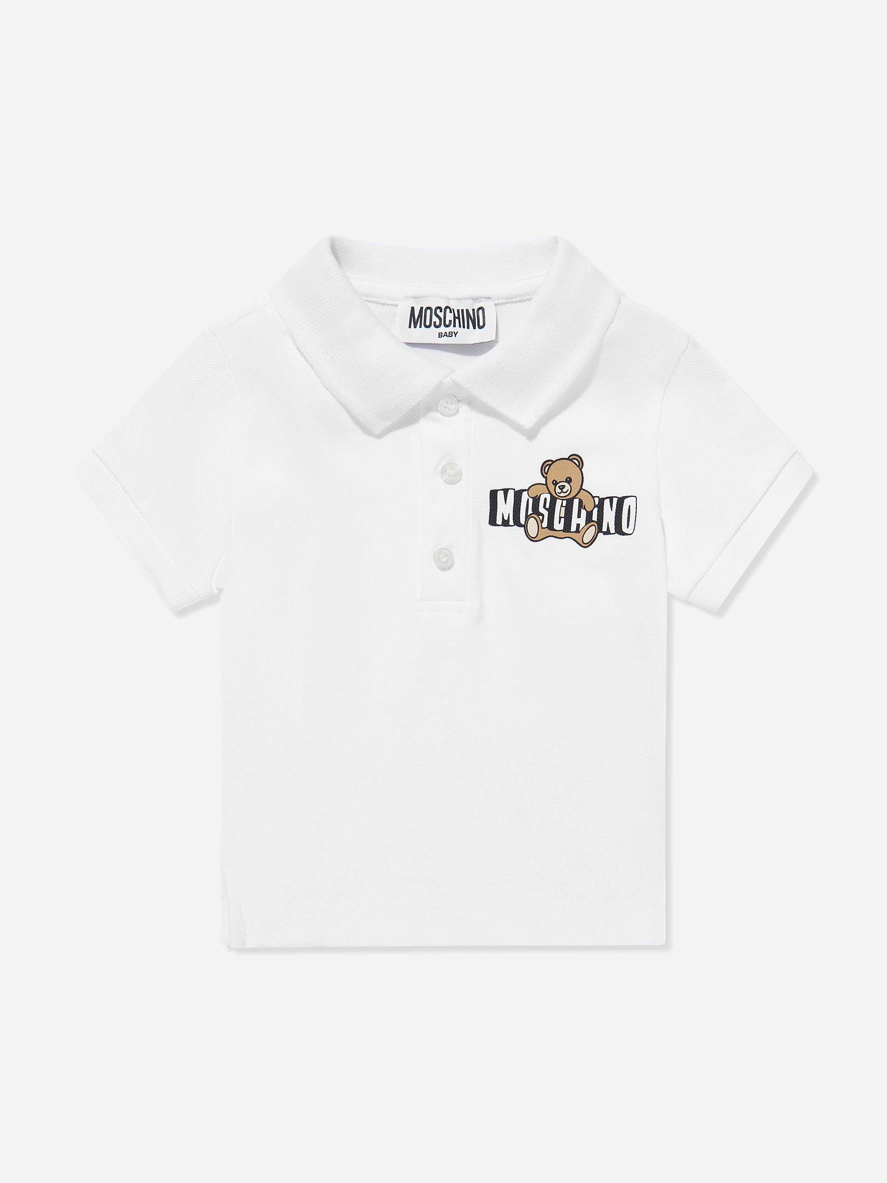 Moschino Kids Boys White Moschino Baby Teddy Bear Logo Polo Shirt In - 18 - 24 Mths