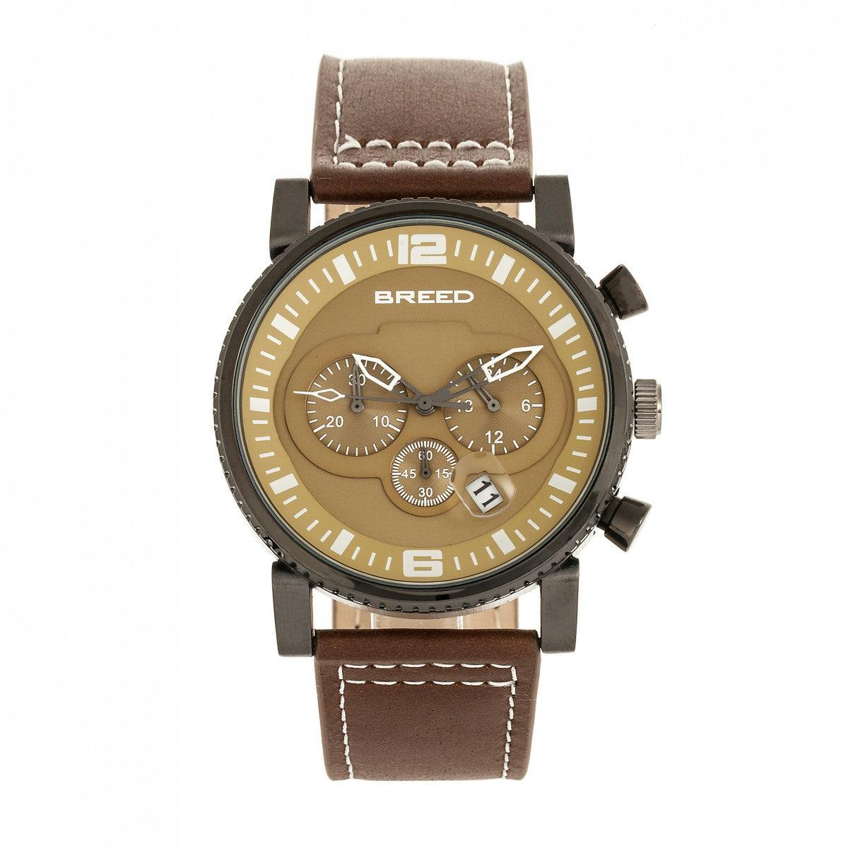 Breed Brown Ryker Chronograph Leather-Band Watch W/Date - /Camel