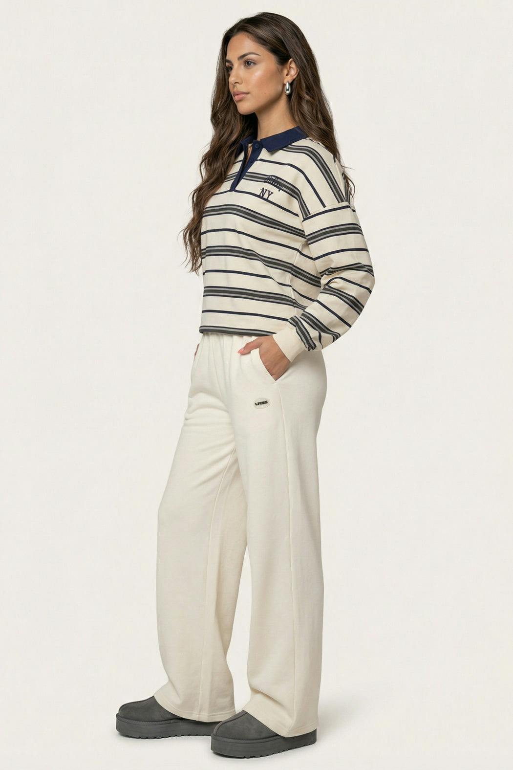 Urban Bliss Ivory Stripe Rugby Shirt - Sm/L