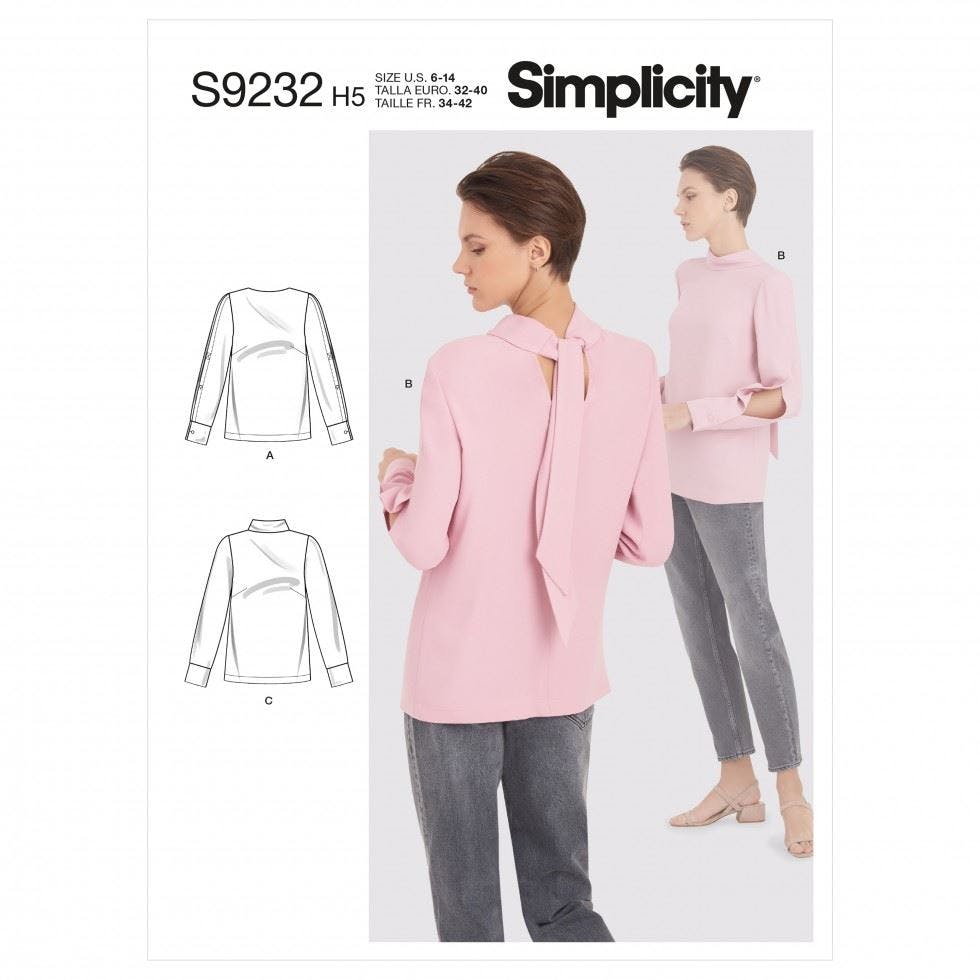 Simplicity Women's Sewing Pattern 9232, Tops For U5 (16-18-20-22-24) - Intermediate - U5 (16-18-20-22-24)