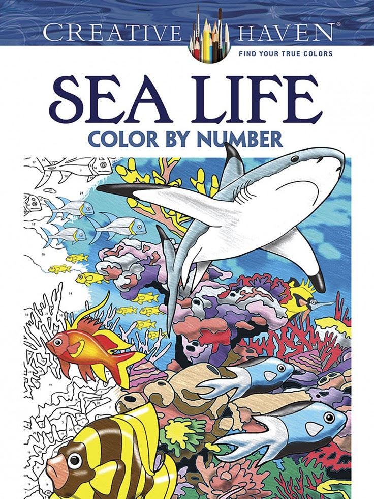 Creative Haven Sea Life Color by Number Coloring Book by George Toufexis NEW - Image 6