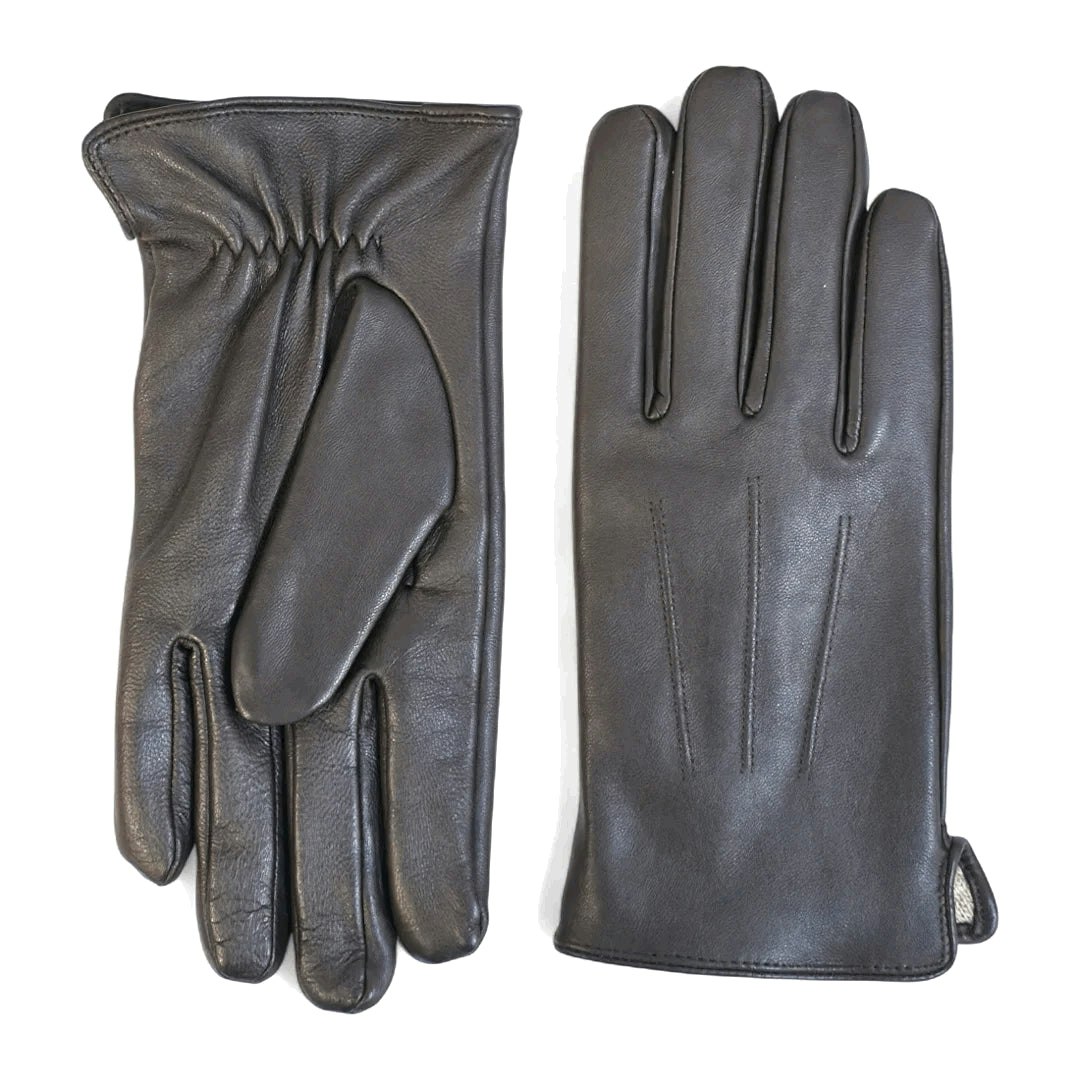 Infinity Leather Men's Brown Leather Wool Lined Elastic Wrist Gloves - 2XL