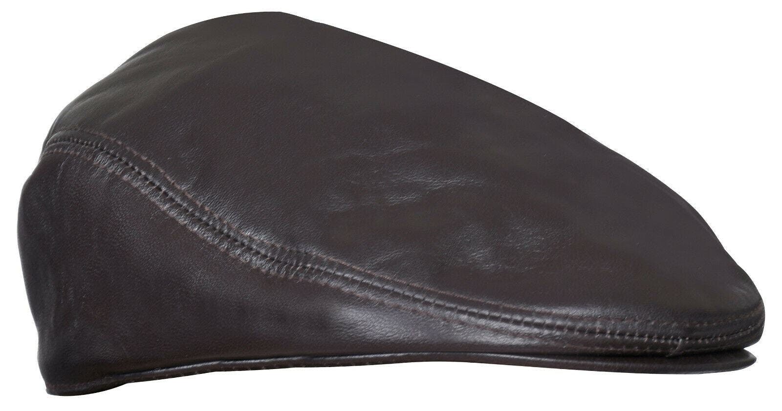 Infinity Leather Men's Brown Leather Peaky Blinders Newsboy Flat Hat - 59