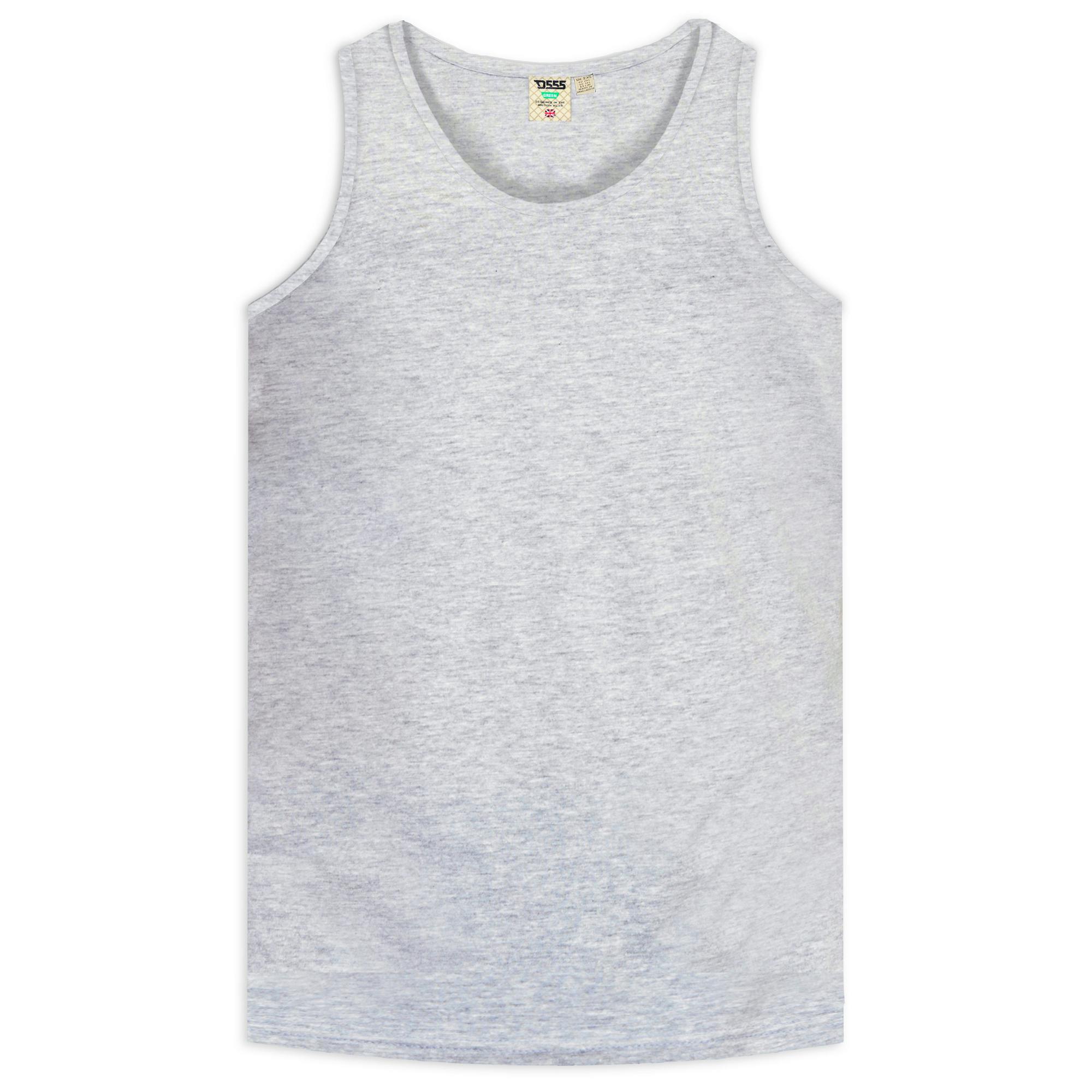 Duke Men's Grey D555 Fabio Kingsize Tank Top - Melange - 4XL - Melange - 100% Cotton