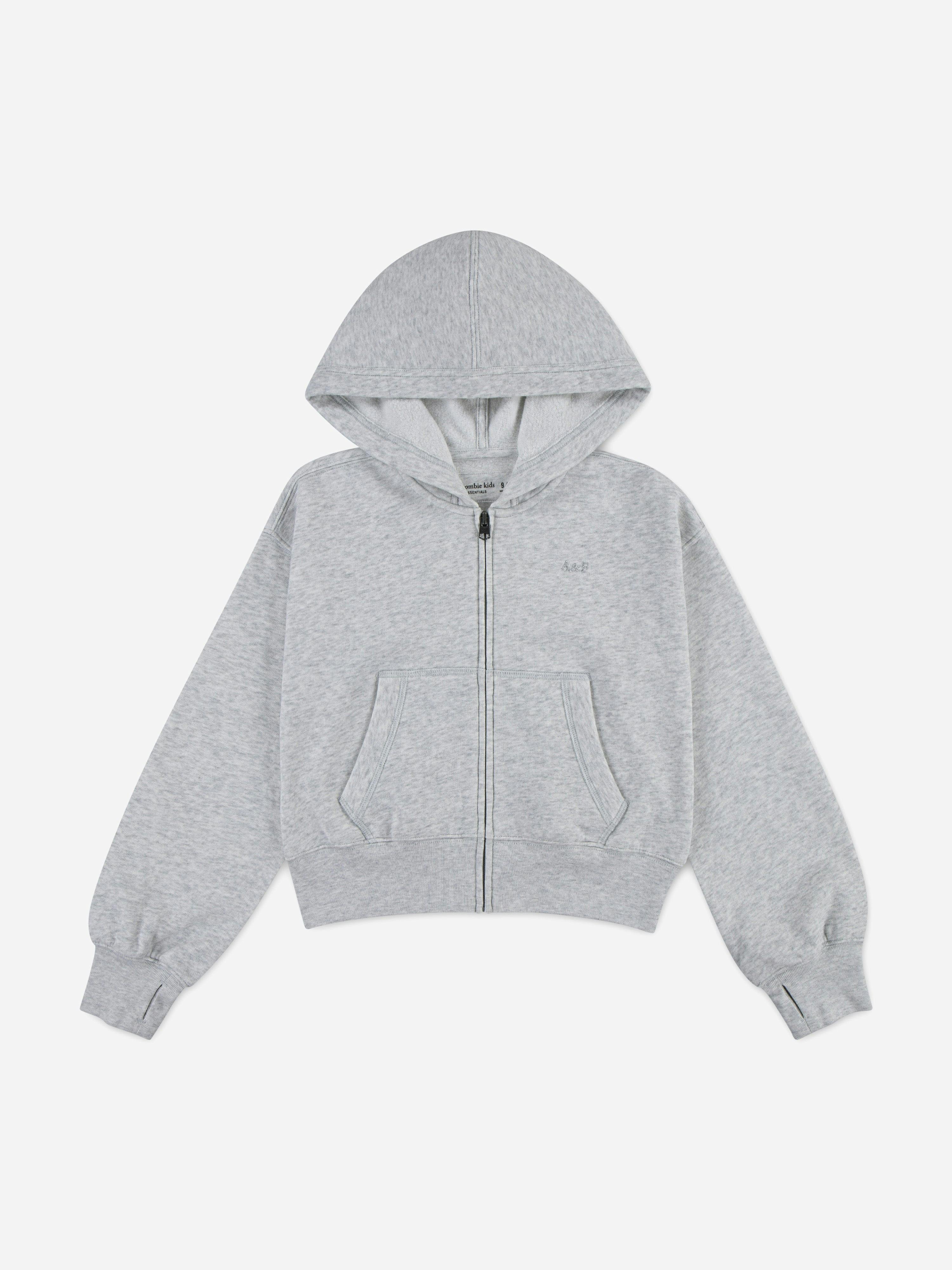 Abercrombie & Fitch Girls Grey Essential Zip Up Top In - 11 - 12 Yrs