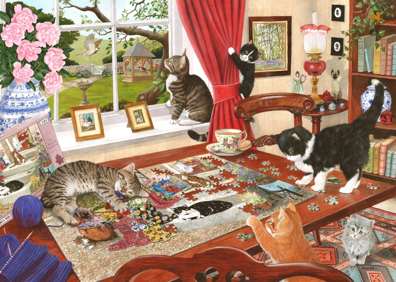 The House Of Puzzles Puzzling Paws - 1000 Piece Jigsaw Puzzle Size 48