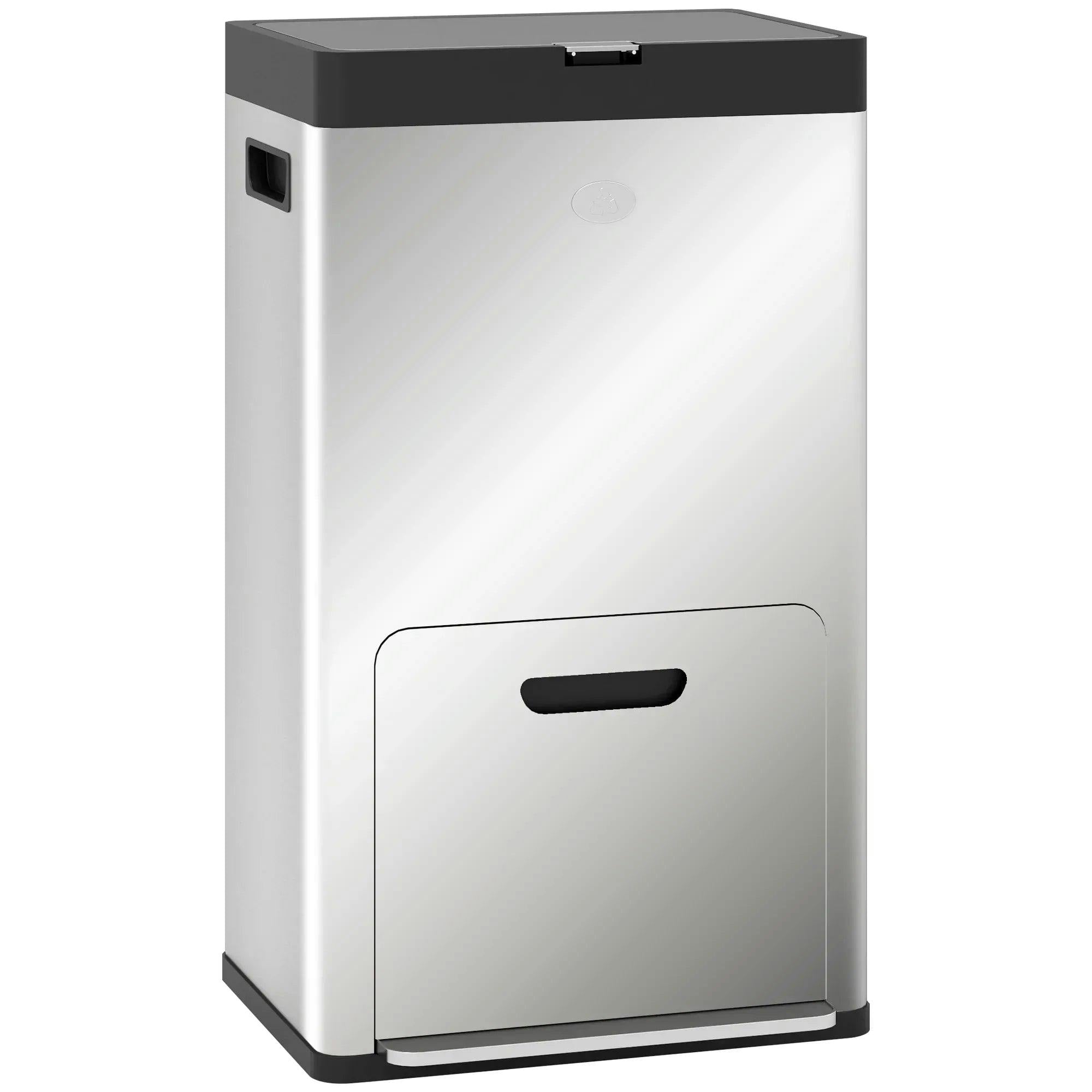 HOMCOM 3 Compartment Kitchen Bin - Stainless Steel - 56L - Silver - Image 7