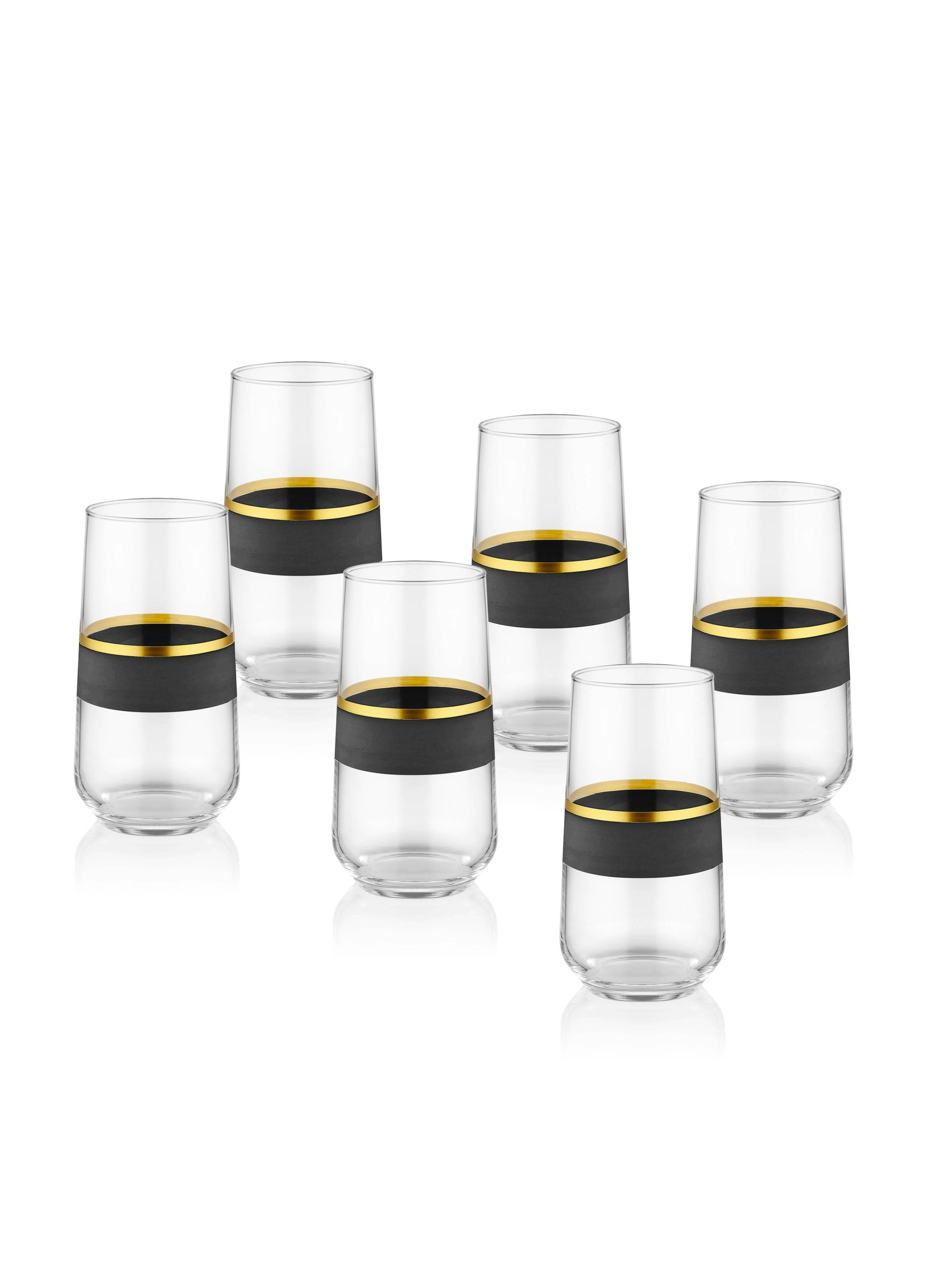 Rackhams Black/Gold Glow Collection Highball Glasses (Set Of 6)