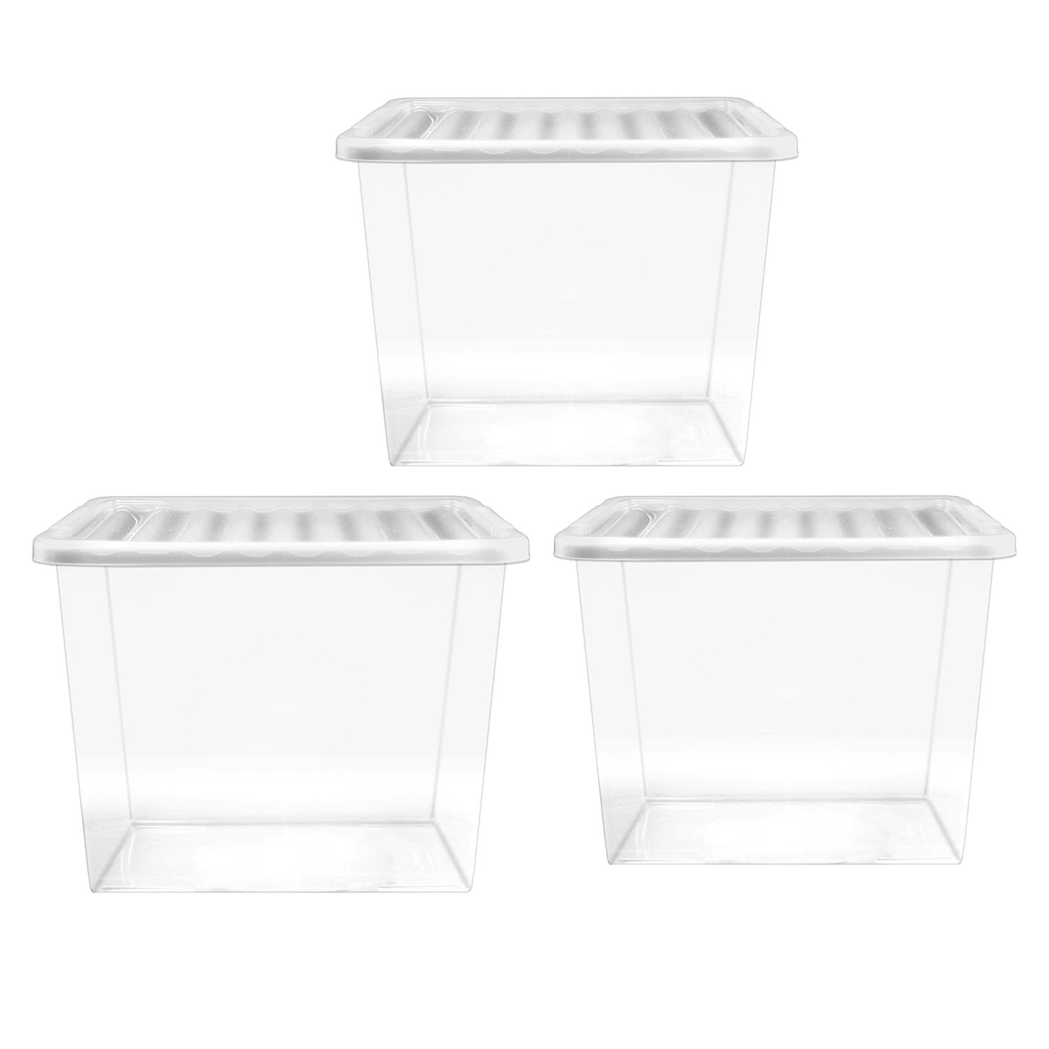 Storm Trading Group Heavy Duty Multipurpose Home Office Clear Plastic Storage Containers With Lids - 80 Litre - 1 X