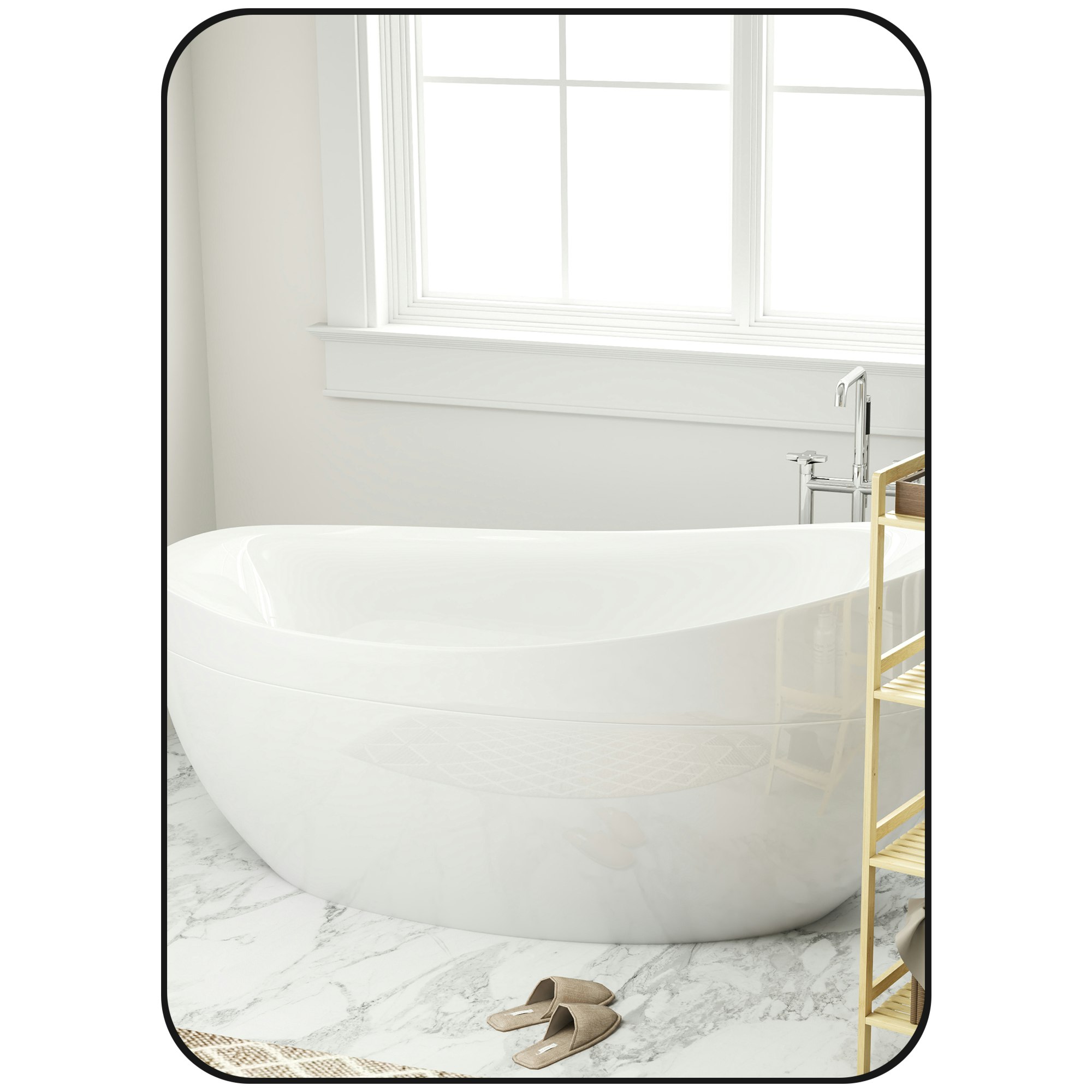 Homcom Black 70Cm Rectangle Mirror, Wall Mirror For Bathroom, - Size 50 X 70Cm