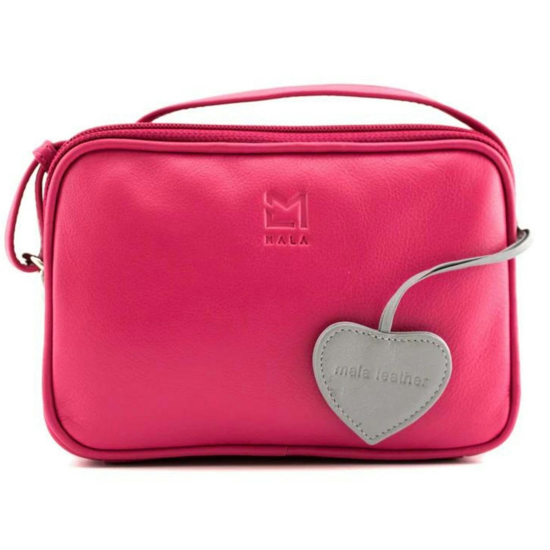 Mala Leather Pink Anishka Camera Hearts Nappa Leather Crossbody Bag