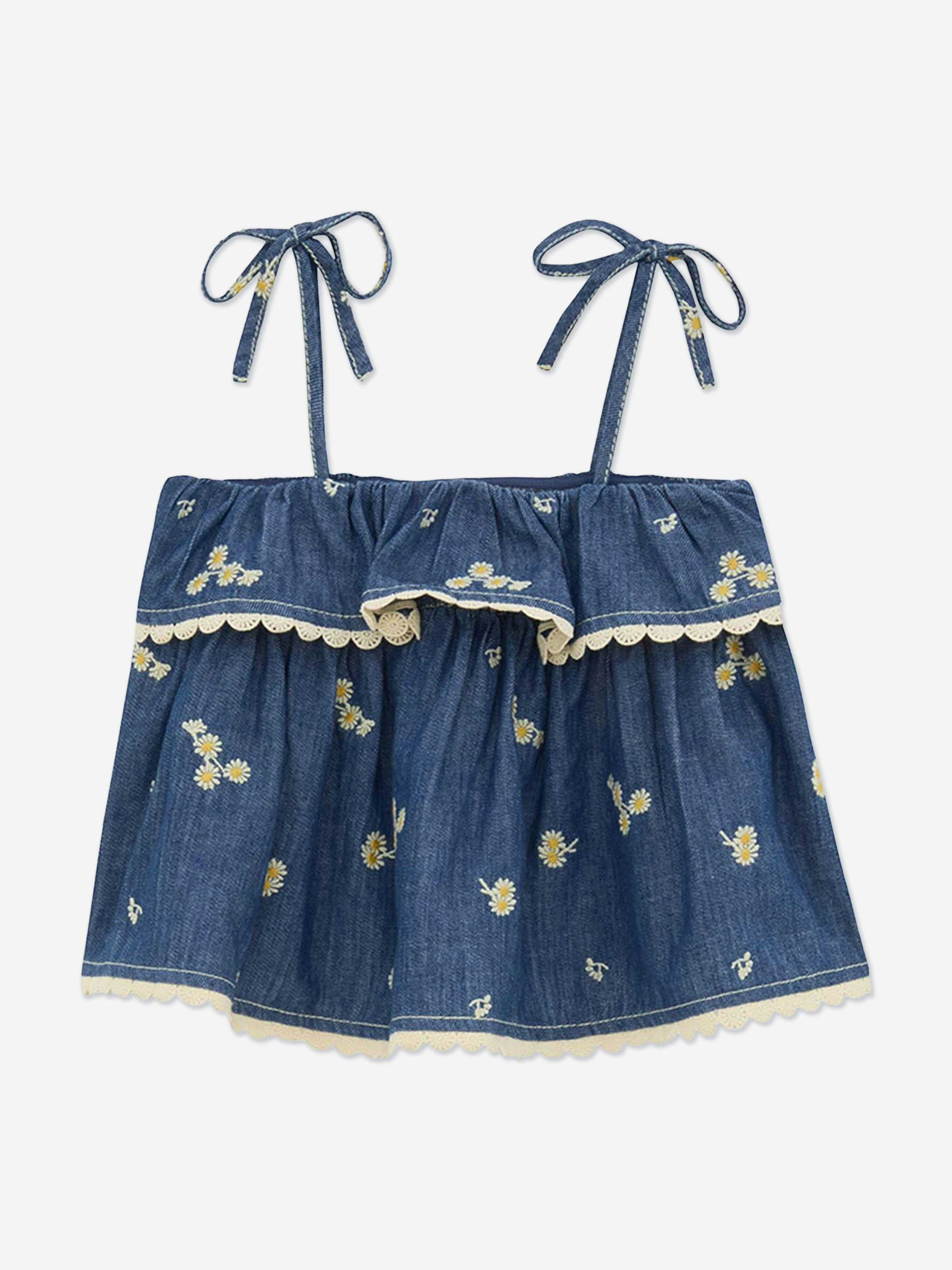 Zimmermann Girls Blue Lucky Denim Top In - 12 Yrs