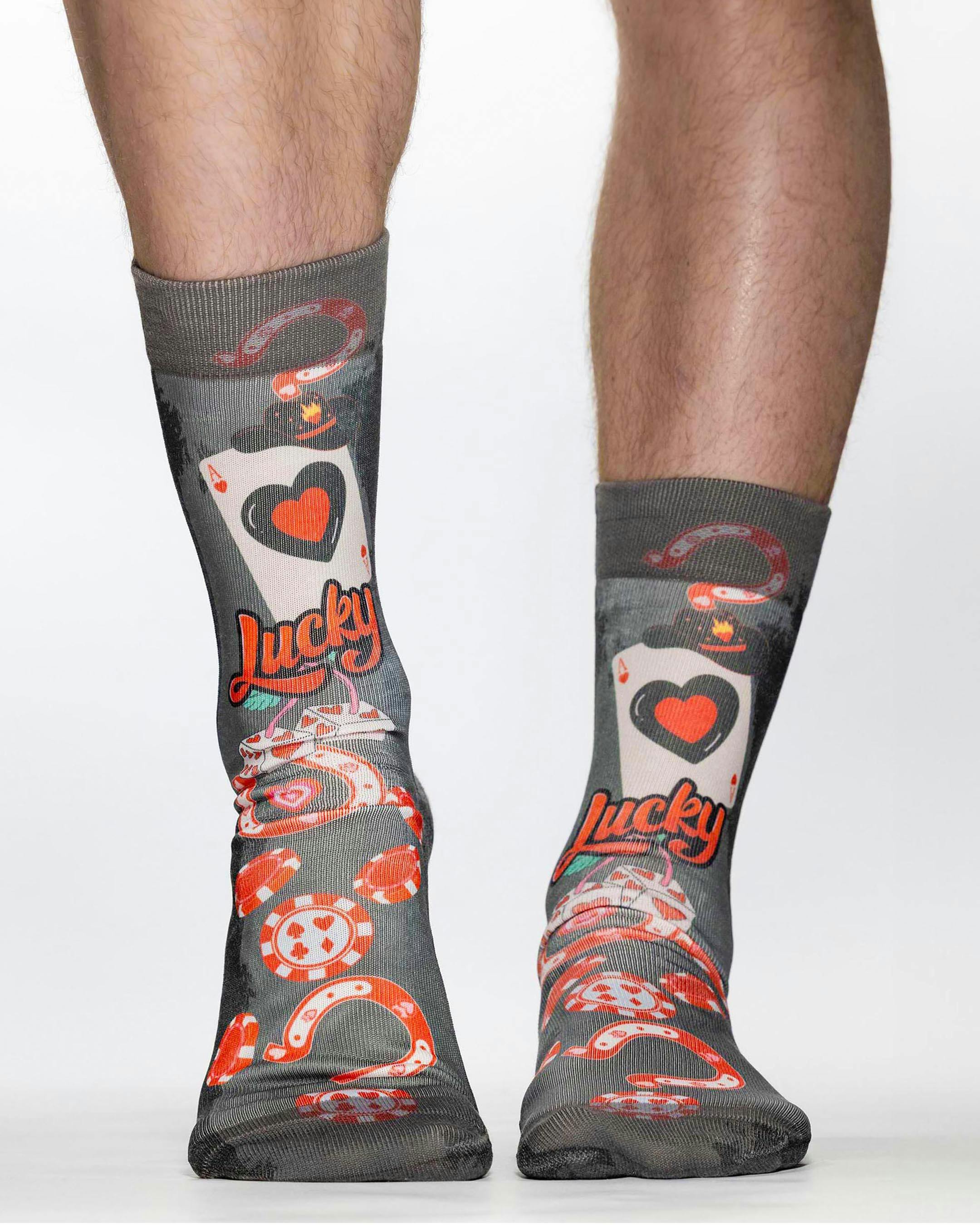 Jemsox Green Lucky You Playing Card Design Socks | Fun & Stylish