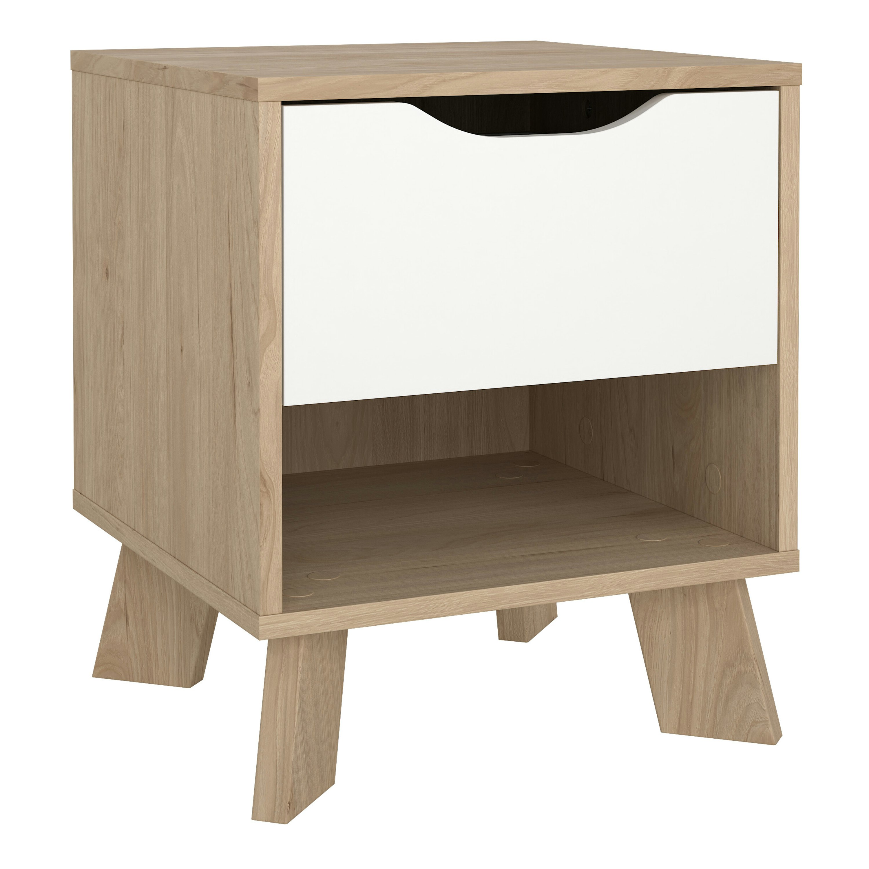 Furniture To Go White Ikast Nightstand 1 Drawer In Jackson Hickory And - Multicolour - Manufactured Wood - 1