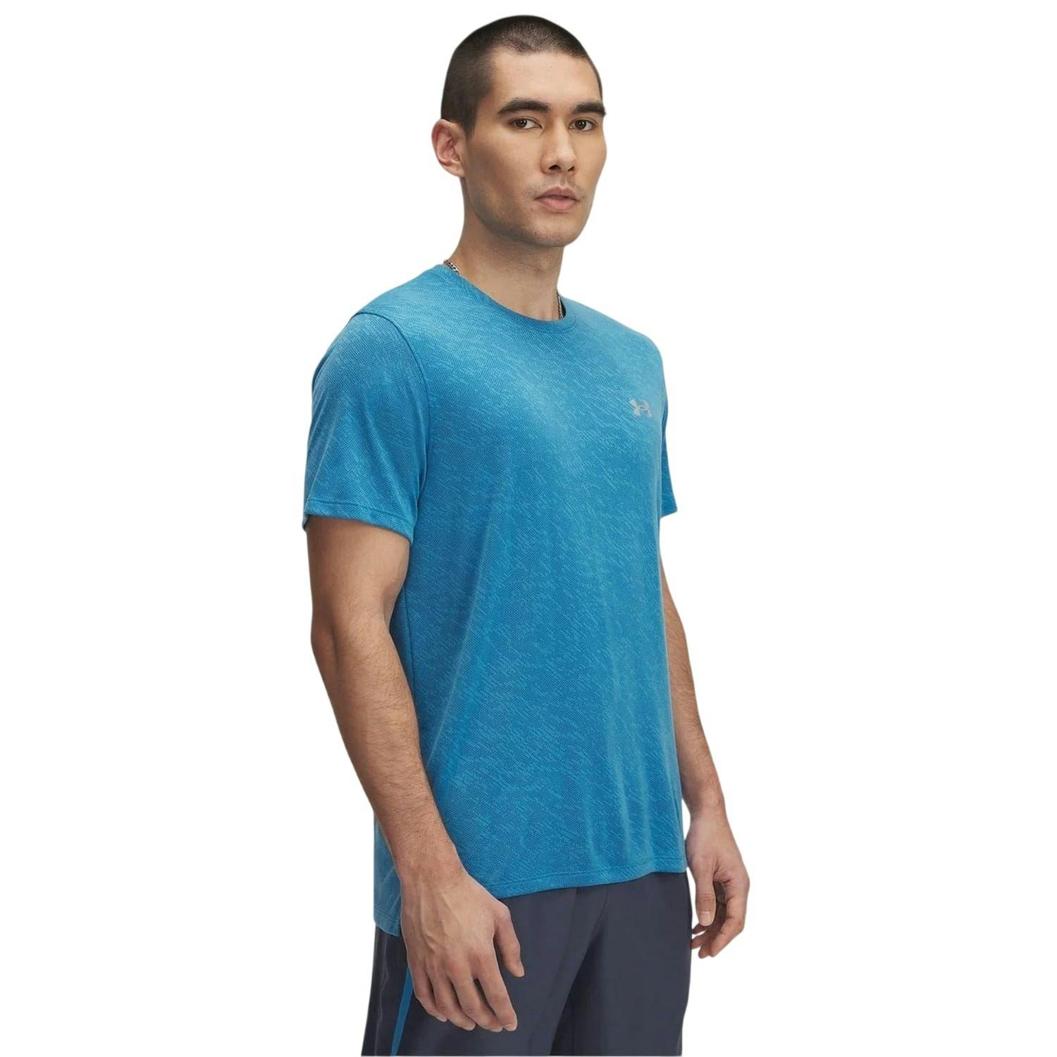 Under Armour Men's Blue Launch Camo Regular Running T-Shirt - S - 100% Polyester