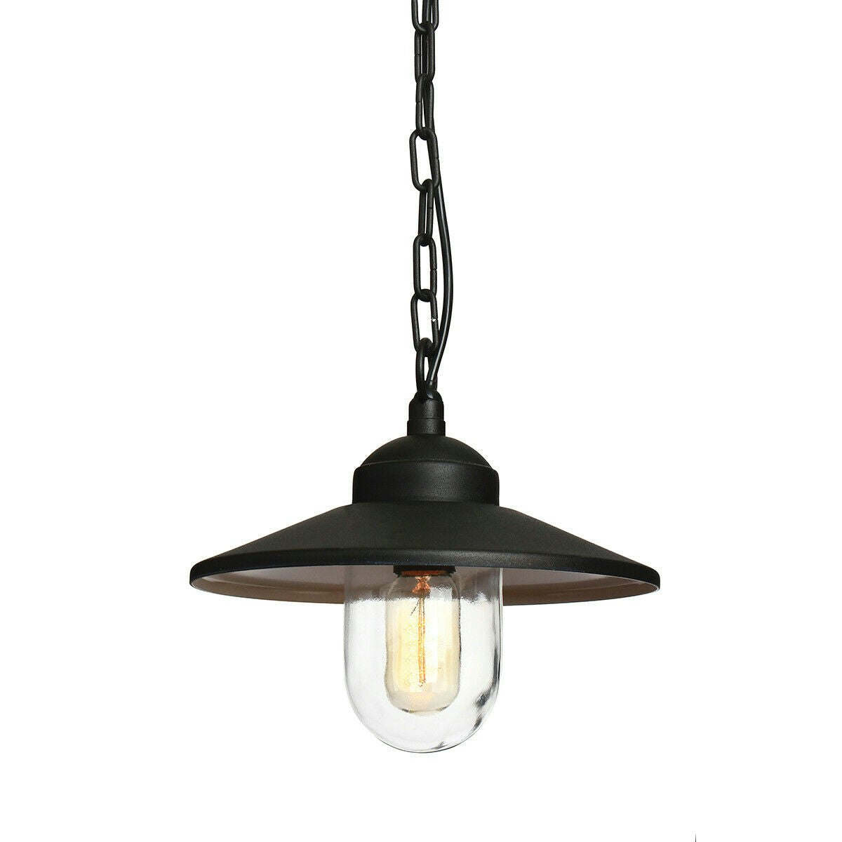 Rackhams Outdoor IP44 1 Bulb Chain Lantern Black LED E27 60W Bulb Light Fitting